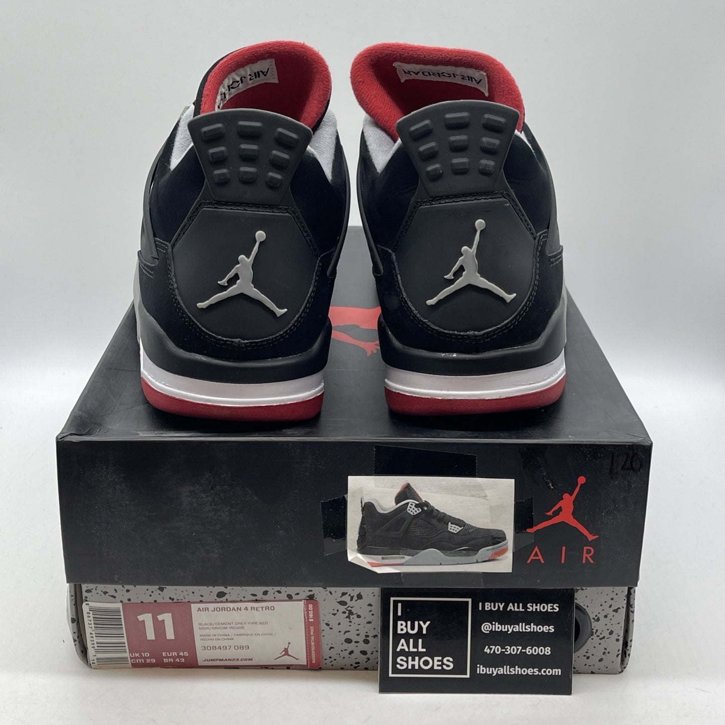 Size 11 - Jordan 4 Retro bred Black Red Suede (308497-089)