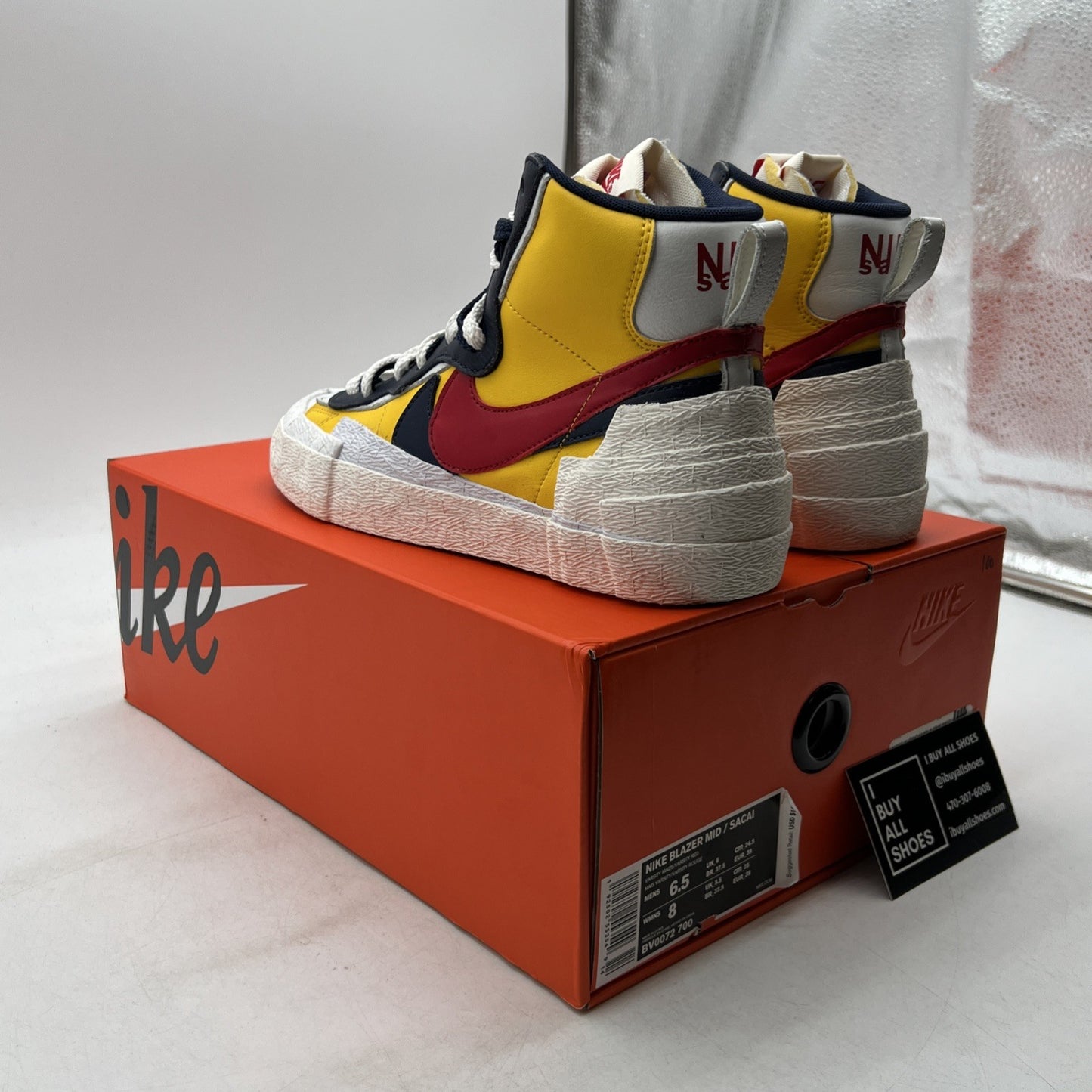 Size 6.5 - Nike sacai x Blazer Mid Maize Navy (BV0072-700)