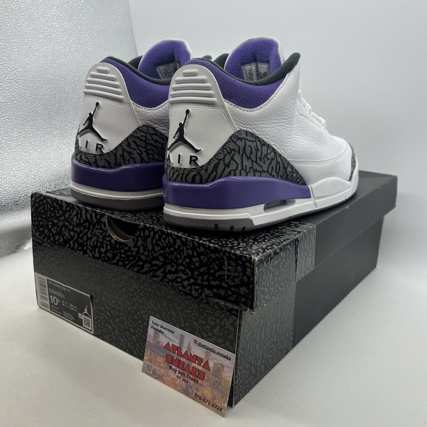 Size 10.5 - Jordan 3 Retro Mid Dark Iris White Leather Purple Black (CT8532-105)