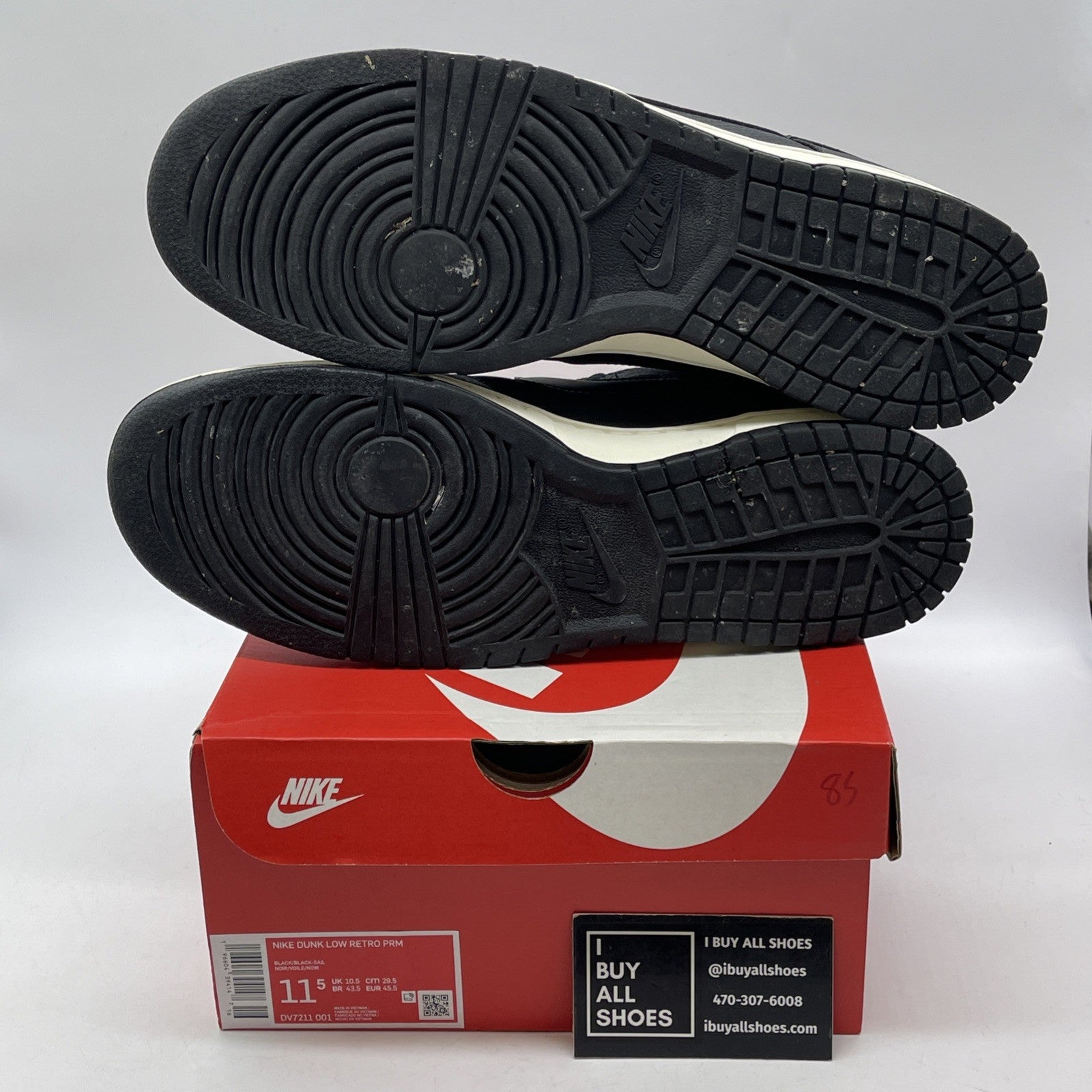 Size 11.5 - Nike Dunk Low Black Canvas Suede Leather (DV7211-001)