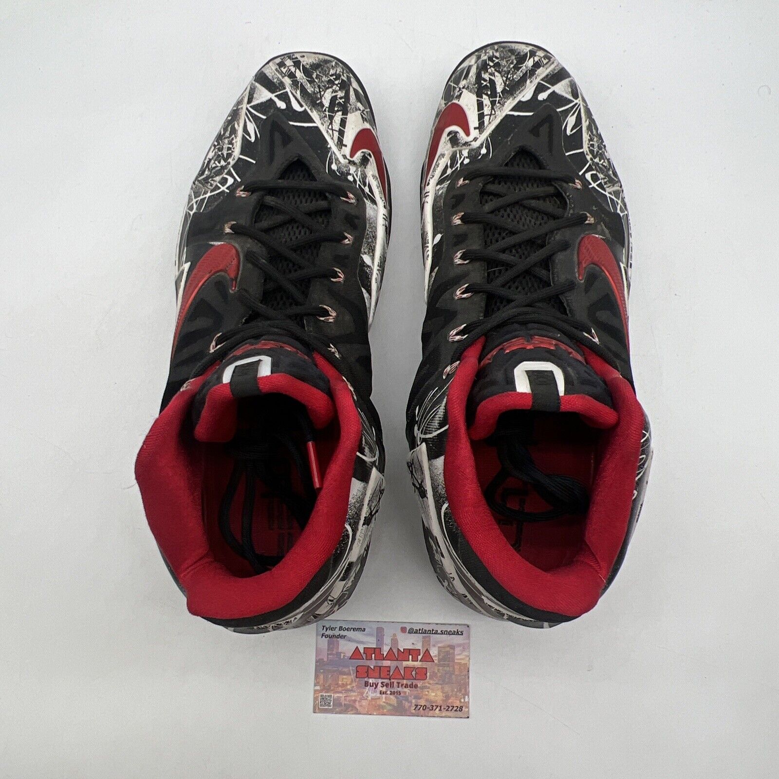 Size 14 - Nike LeBron 11 Graffiti White Black Red (616175-100)