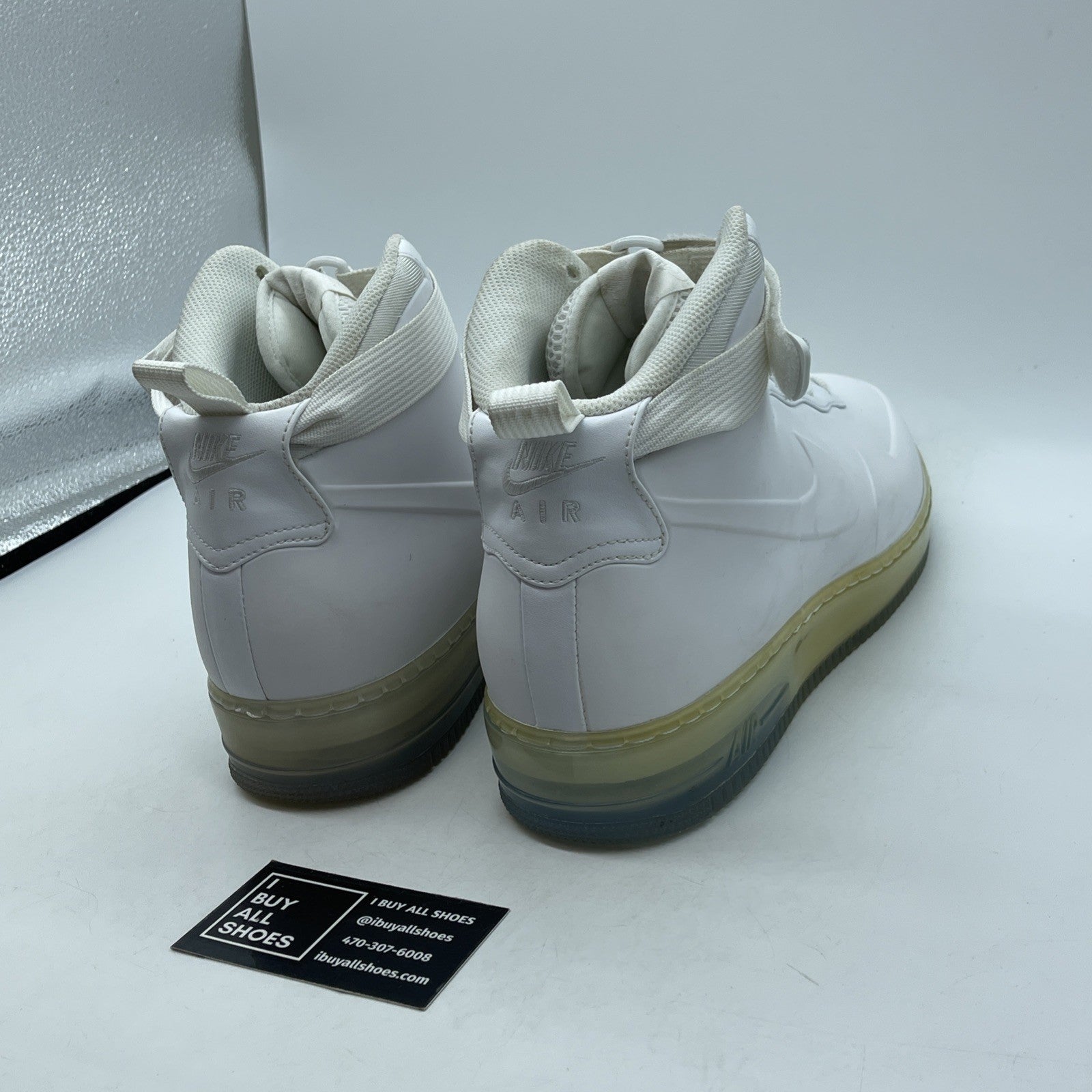 Size 12.5 - Nike Air Force 1 Foamposite Foamposite White Leather (415419-100)