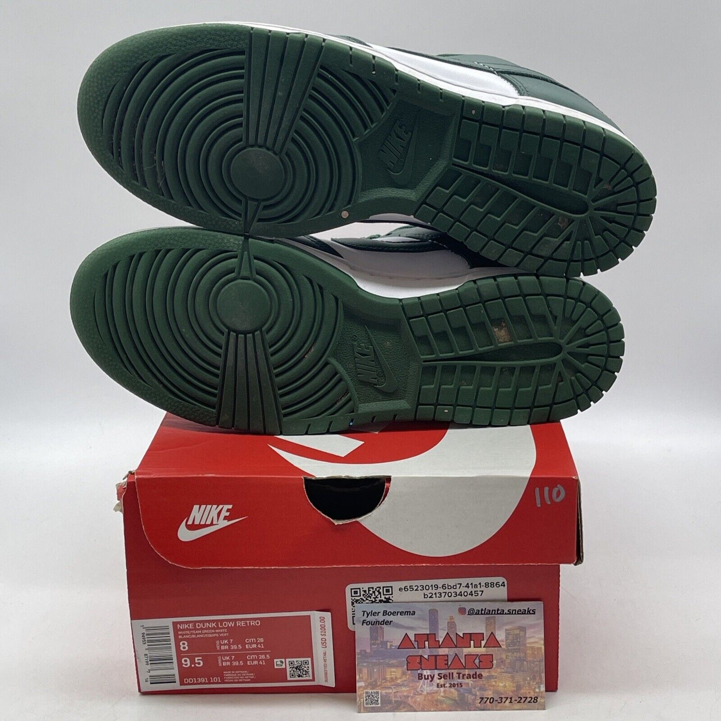 Size 8 - Nike Dunk Low Michigan State Green White Leather (DD1391-101)