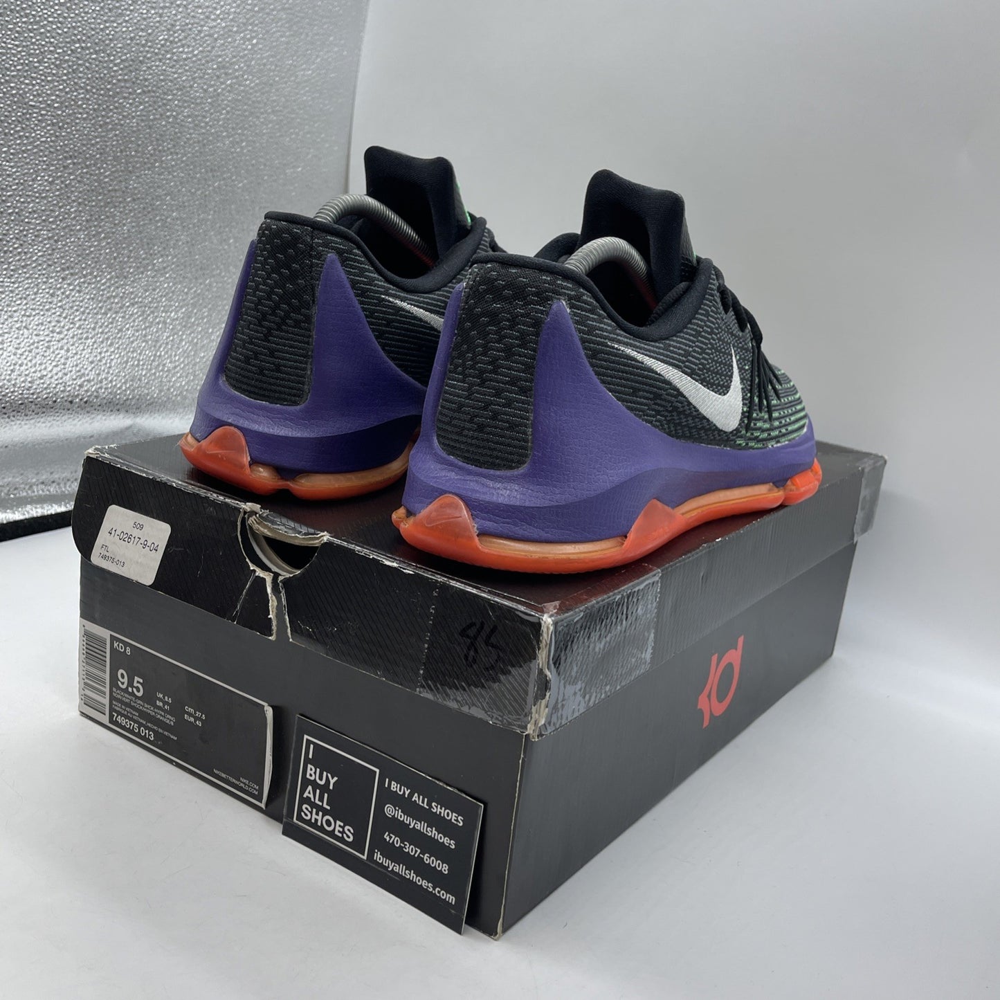 Size 9.5 - Nike KD 8 Vinary Silver Black Suede  (749375-013)