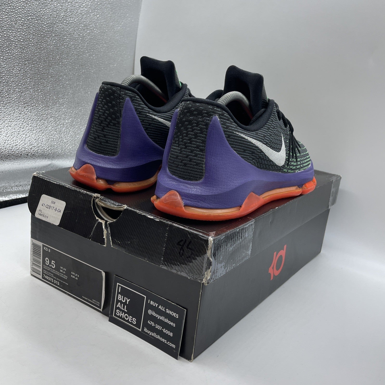 Size 9.5 - Nike KD 8 Vinary Silver Black Suede  (749375-013)