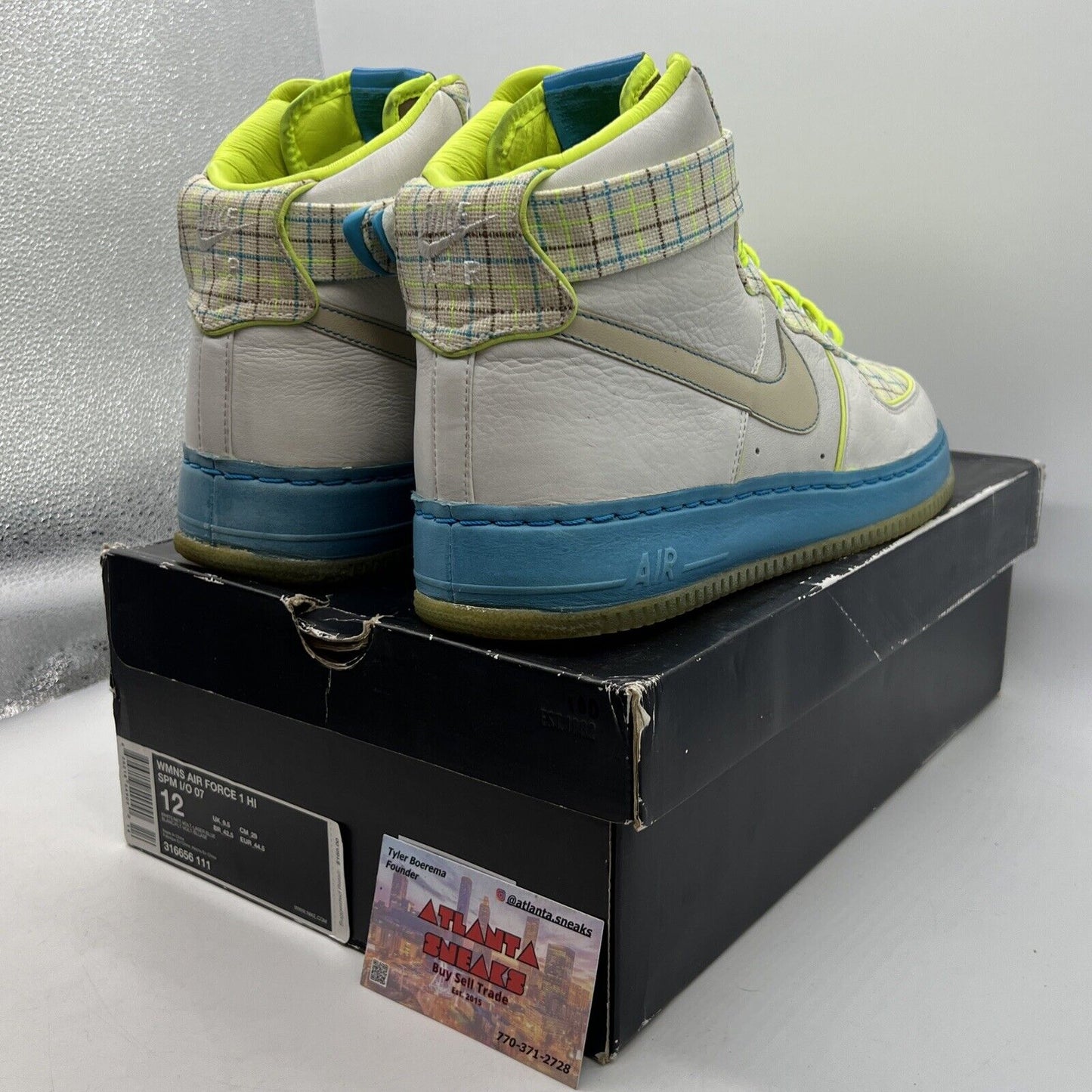 Size 12 - Nike Air Force 1 Hi Spm I/O 07 White W Blue Tan Leather  (316656-111)