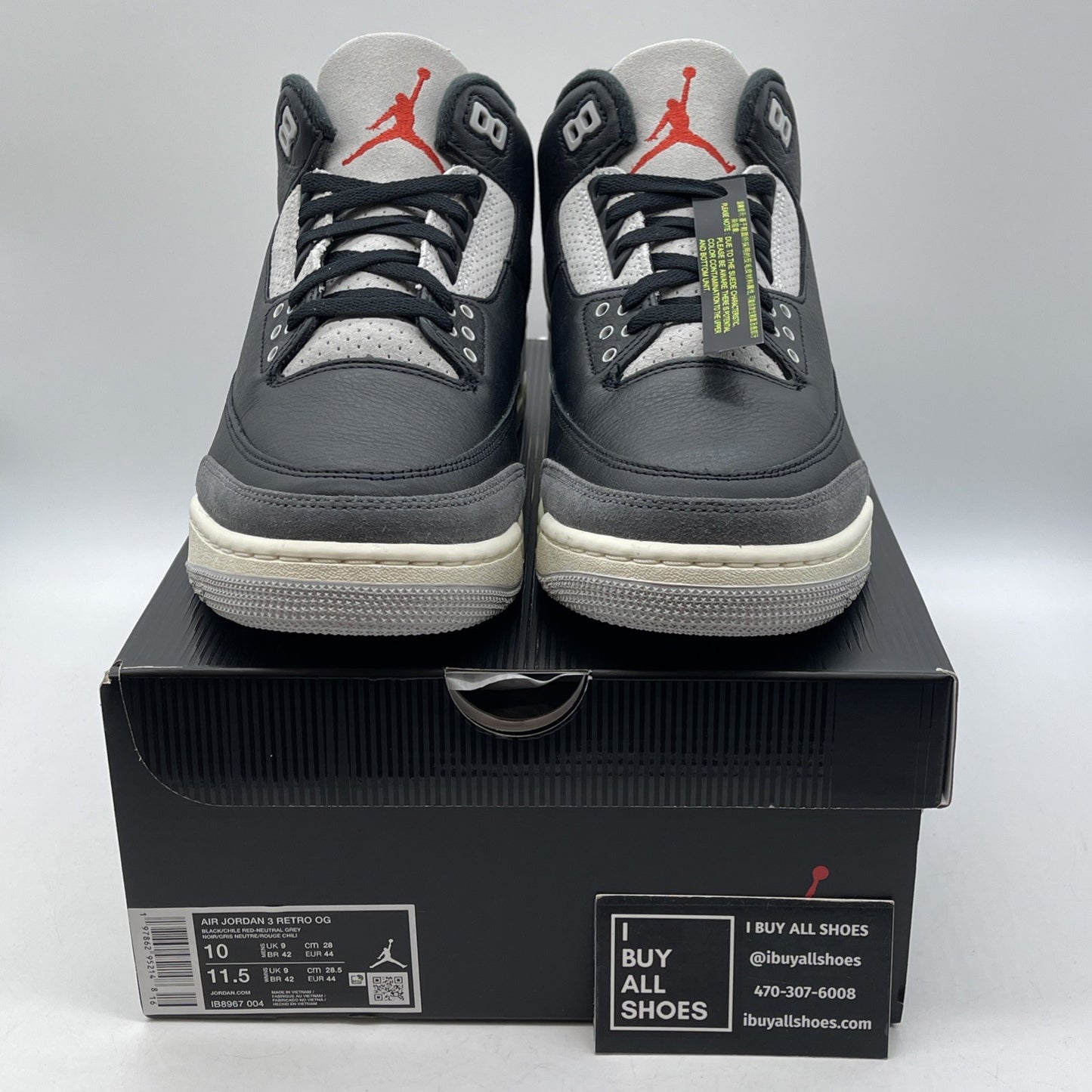 Size 10 - Air Jordan 3 Retro OG Rare Air Black Suede Leather (IB8967-004)