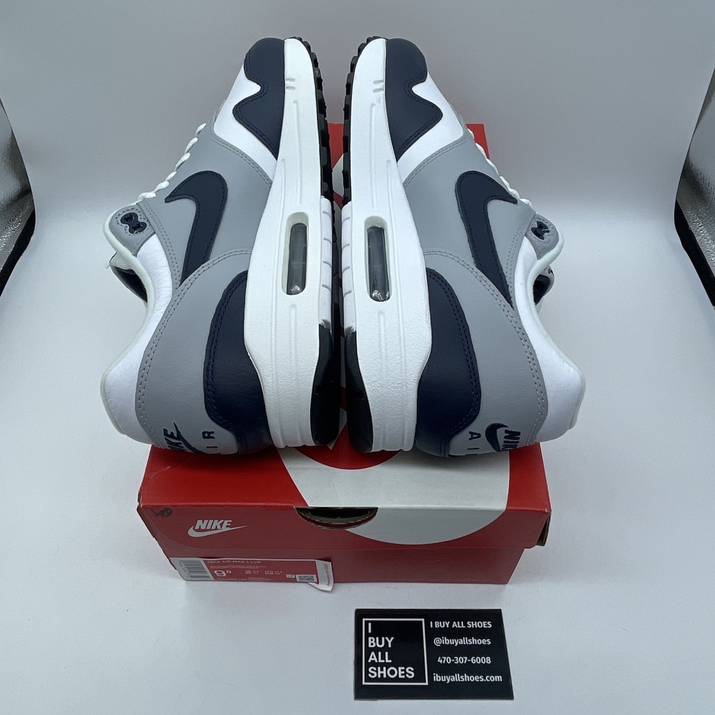 Size 9.5 - Nike Air Max 1 LV8 Obsidian Grey Blue White Leather (DH4059-100)
