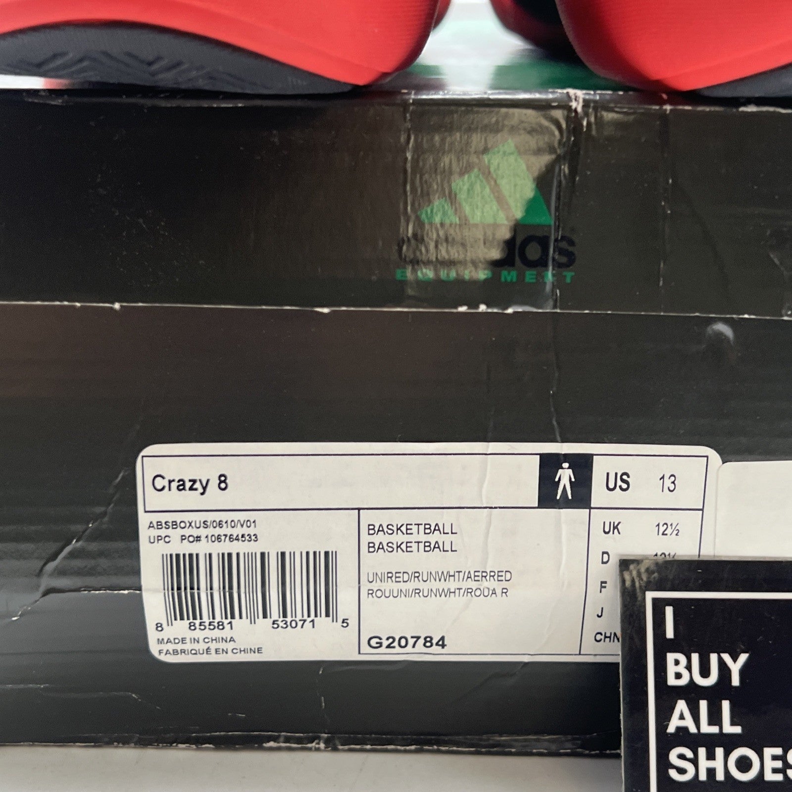 Size 13 - adidas Crazy 8 Retro Red White Black (G20784)