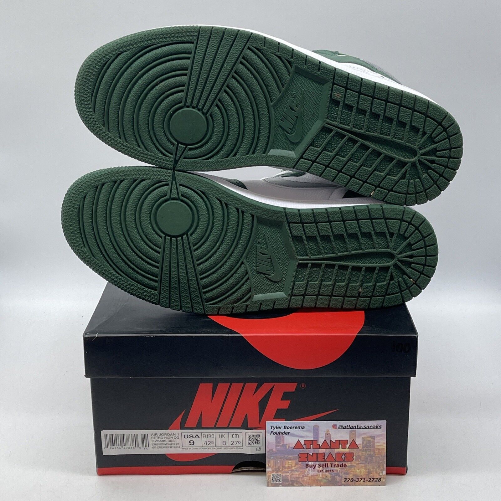 Size 9 - Jordan 1 Retro OG High Gorge Green White Silver Leather (DZ5485-303)