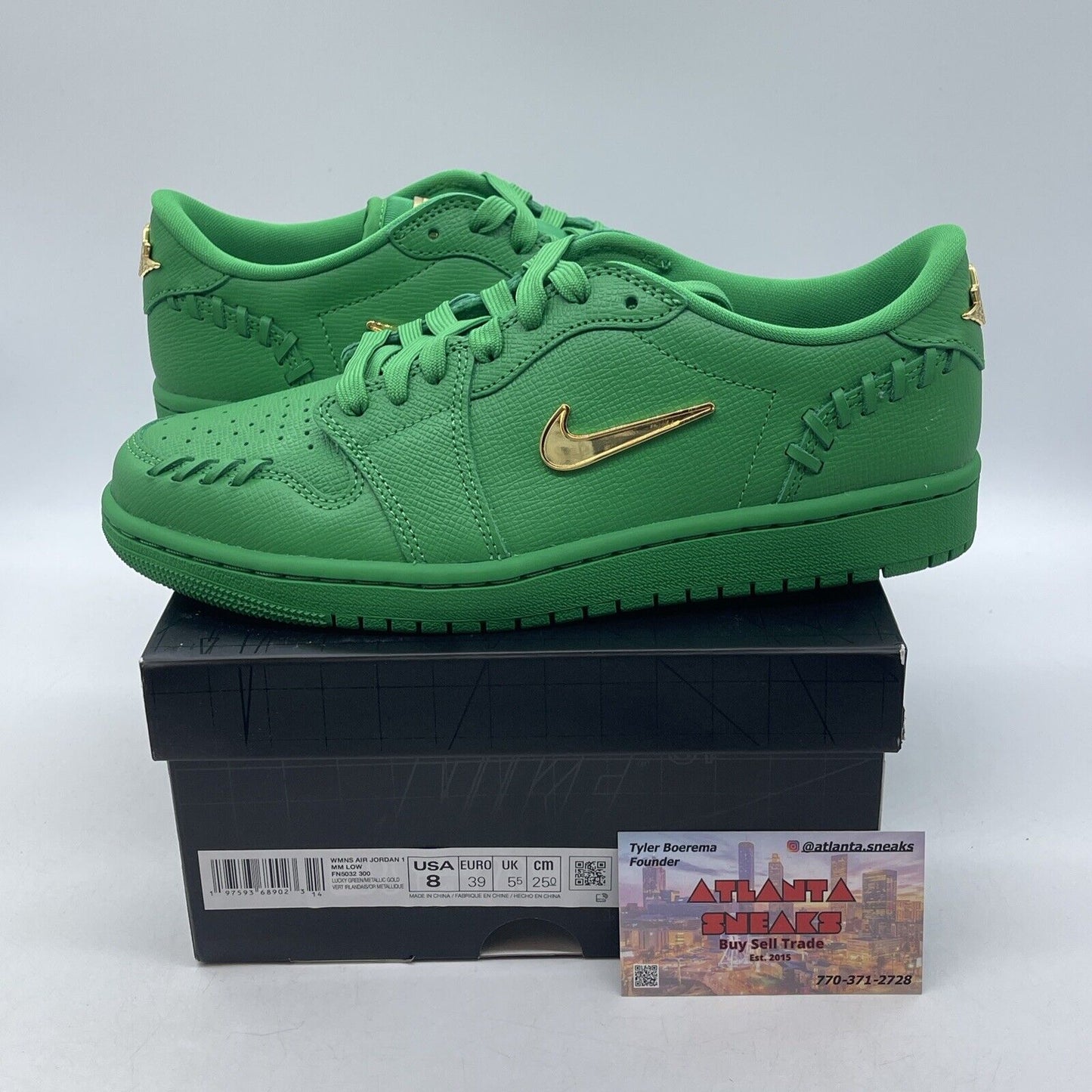 Size 8W - Air Jordan 1 Method of Make Low Lucky Green Gold Leather (FN5032-300)