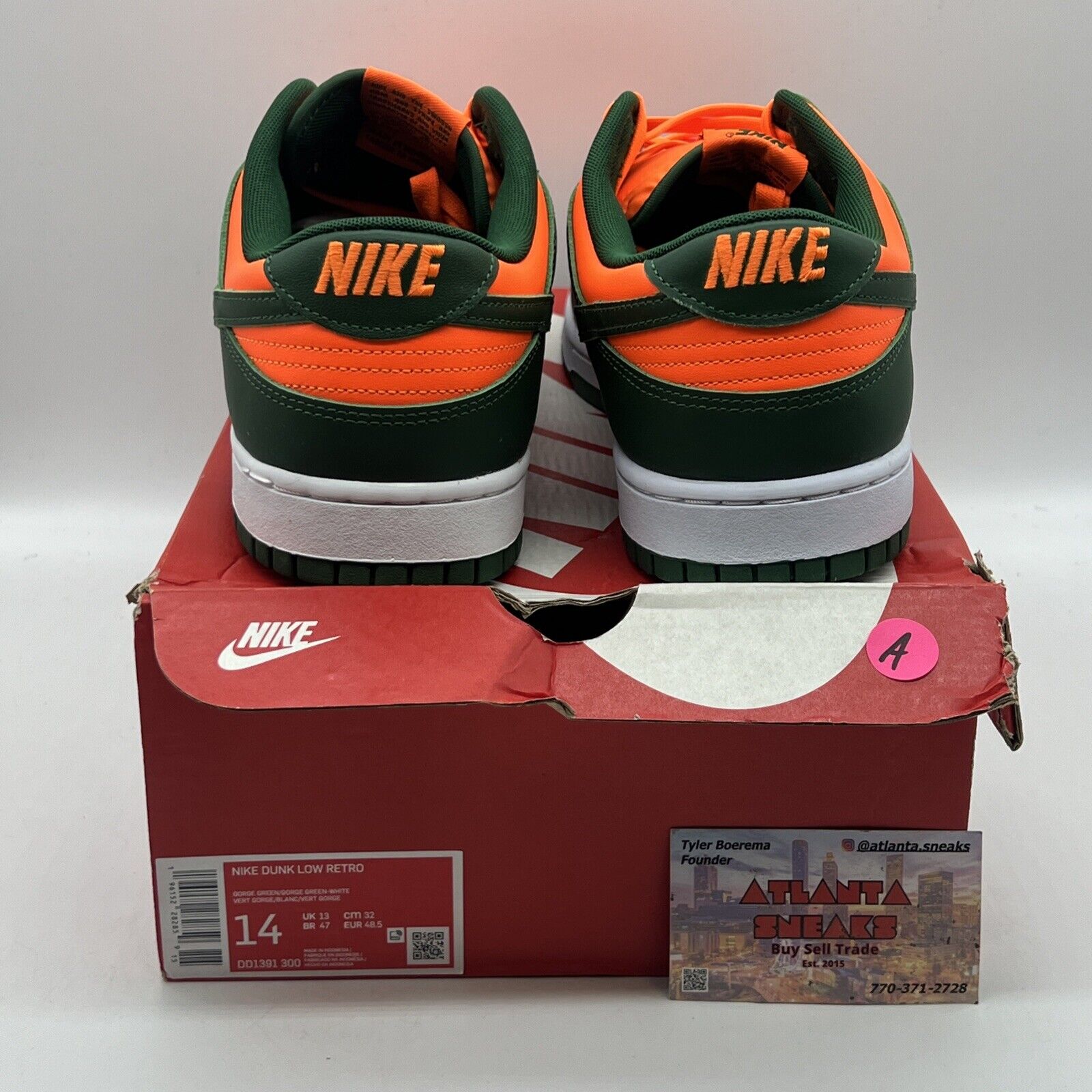 Size 14 - Nike Dunk Low Miami Hurricanes Brand  New Og All