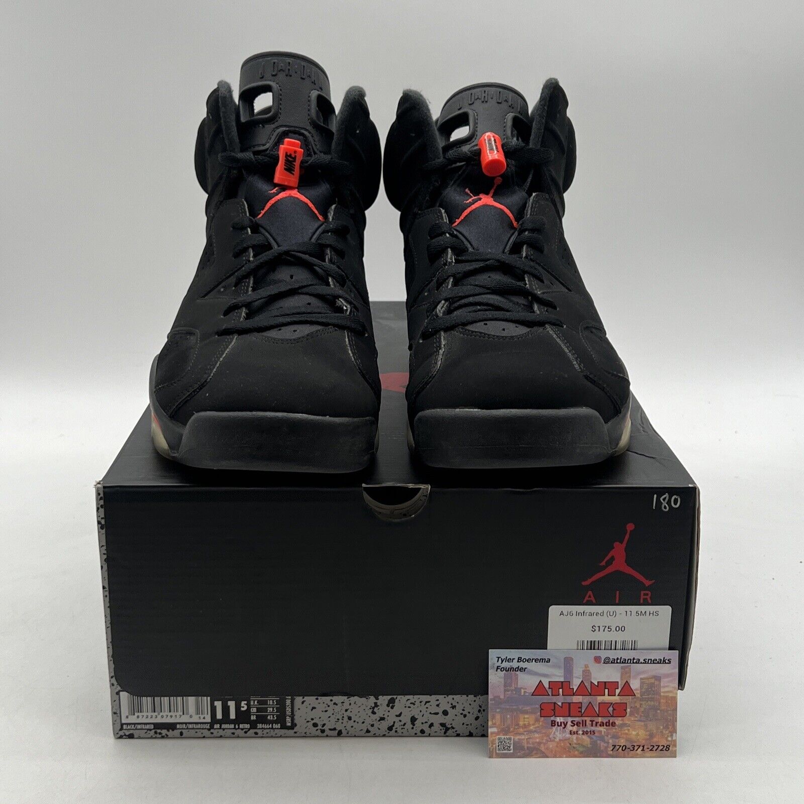 Size 11.5 - Jordan 6 Retro Mid Infrared Black Red Suede (384664-060)