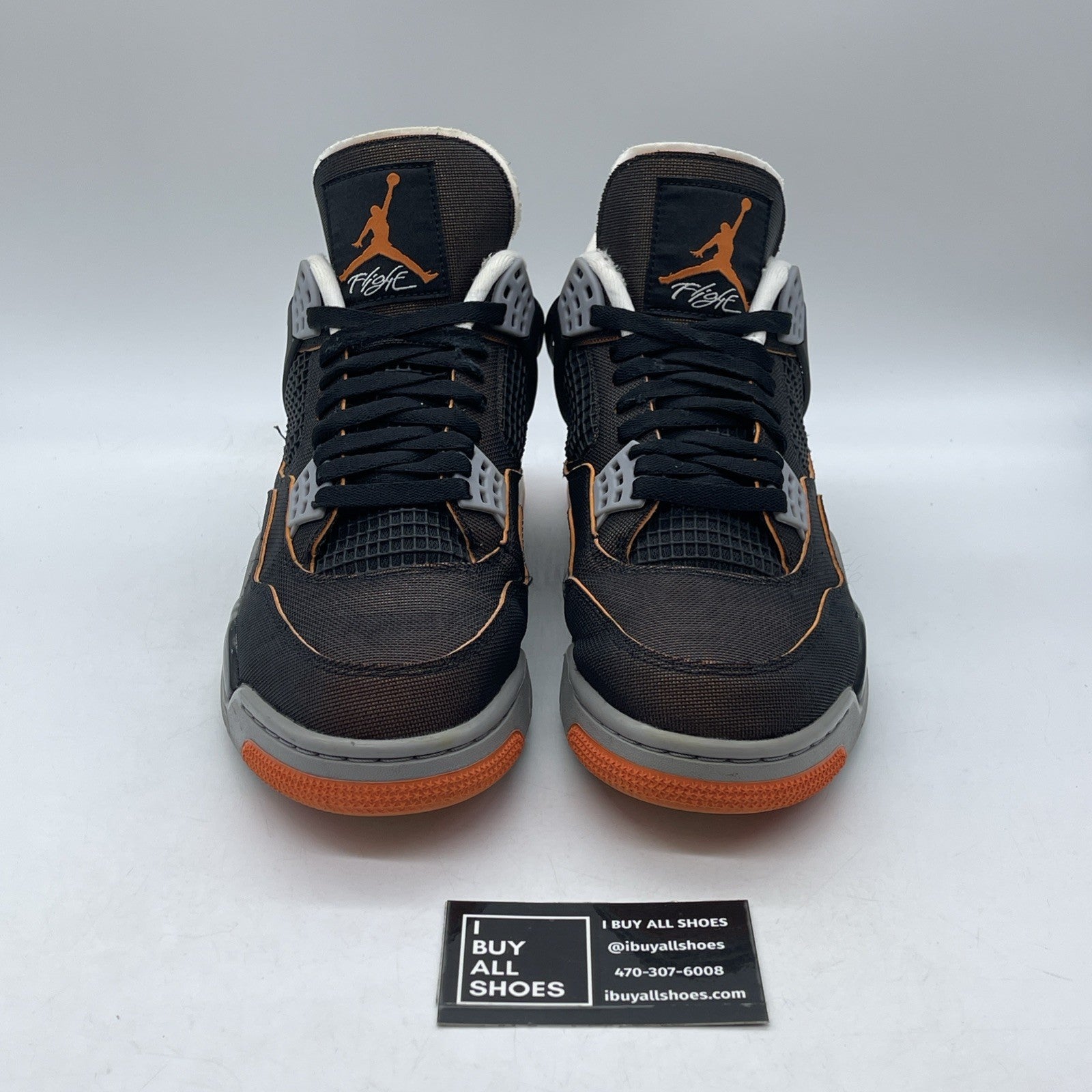 Size 11.5W - Air Jordan 4 Retro Starfish black Orange Leather (CW7183-100)