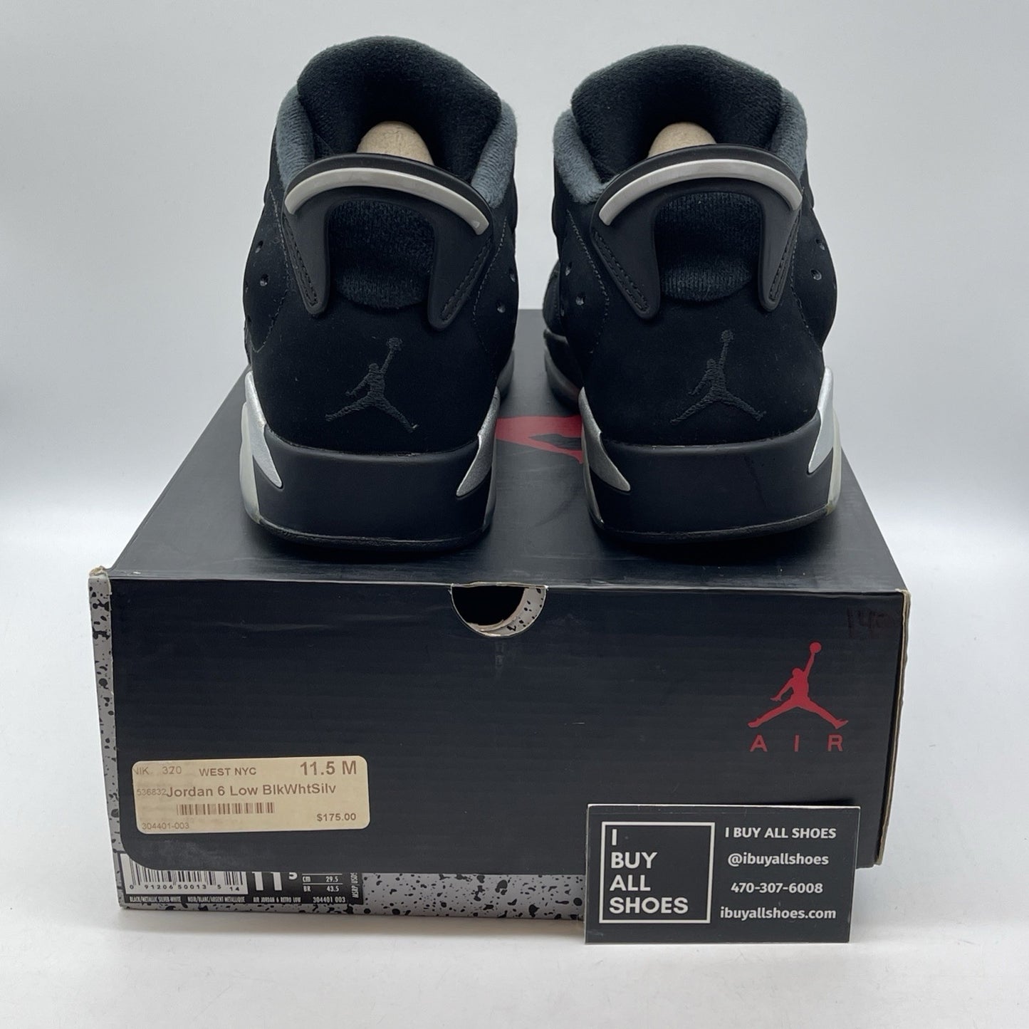 Size 11.5 - Air Jordan 6 Retro Low Chrome Silver Black Suede (304401-003)