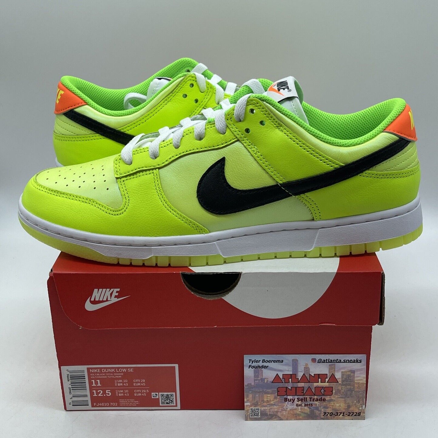 Size 11 - Dunk Low Volt Yellow Green White Orange Leather (FJ4610-702)