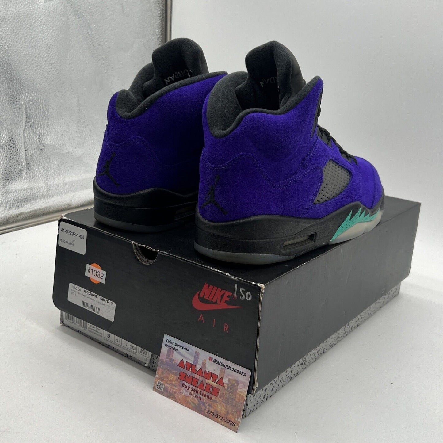 Size 8 - Jordan 5 Retro Alternate Grape 2020 Black Aqua Purple Suede 136027-500