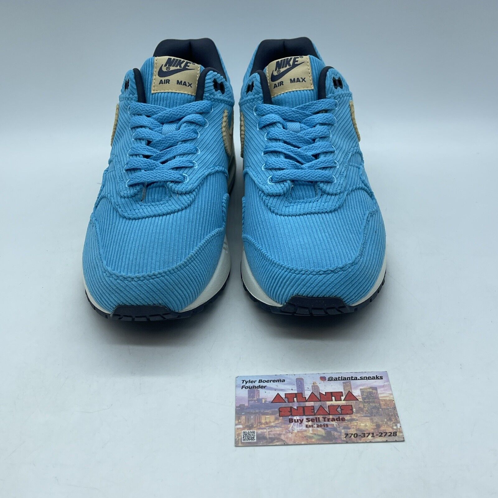 Size 9 - Nike Air Max 1 Premium Baltic Blue Corduroy Brown Suede (FB8915-400)