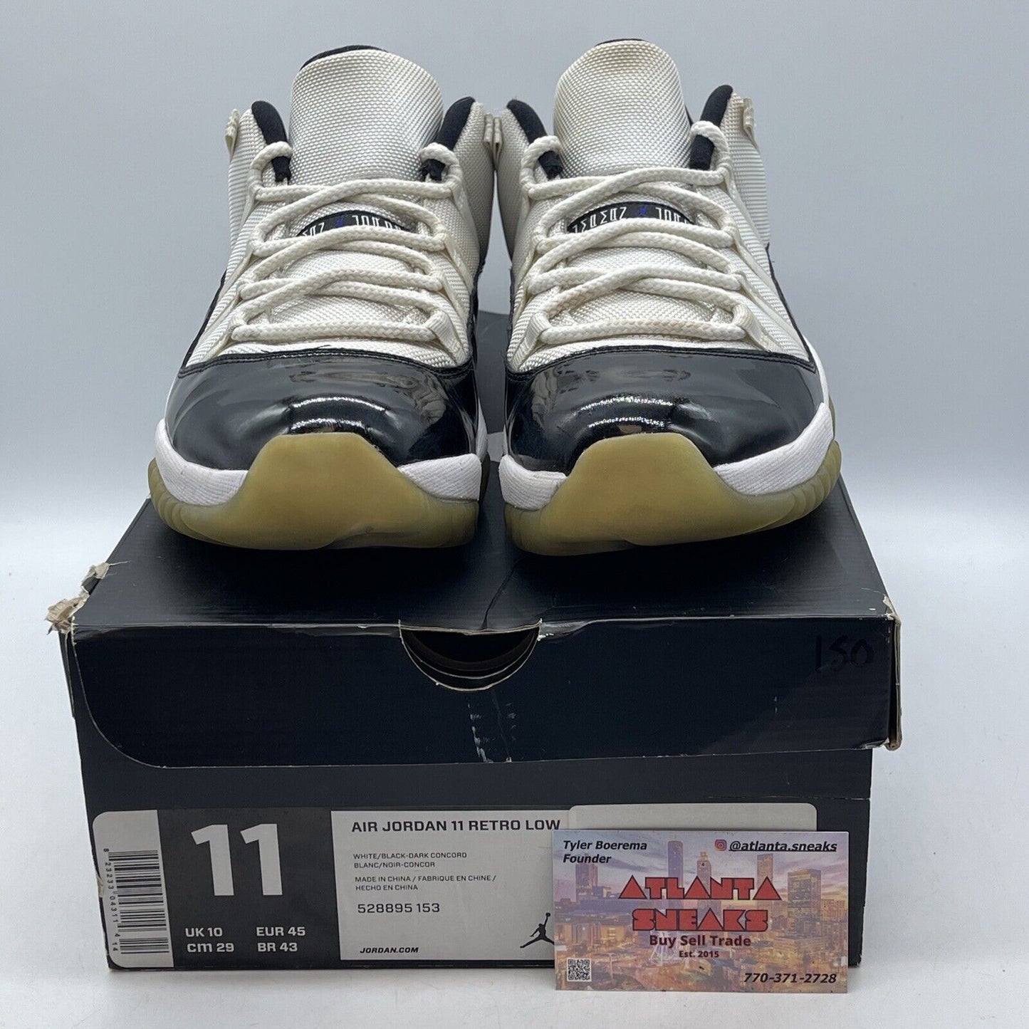 Size 11 - Air Jordan 11 Retro Low Concord Black Leather White Suede (528895-153)