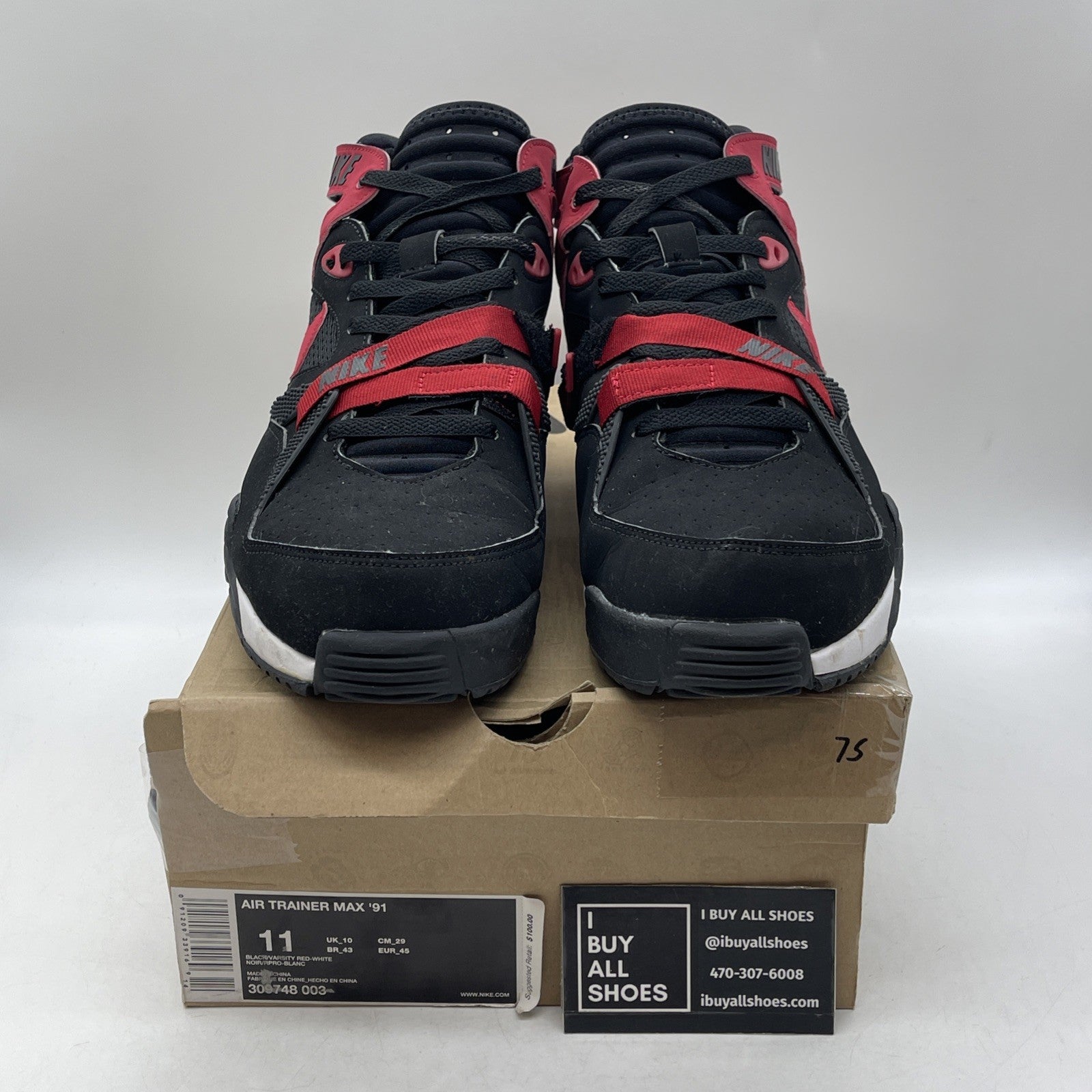 Size 11 - Nike Air Trainer Max 91 Black Varsity Red (309748-003)