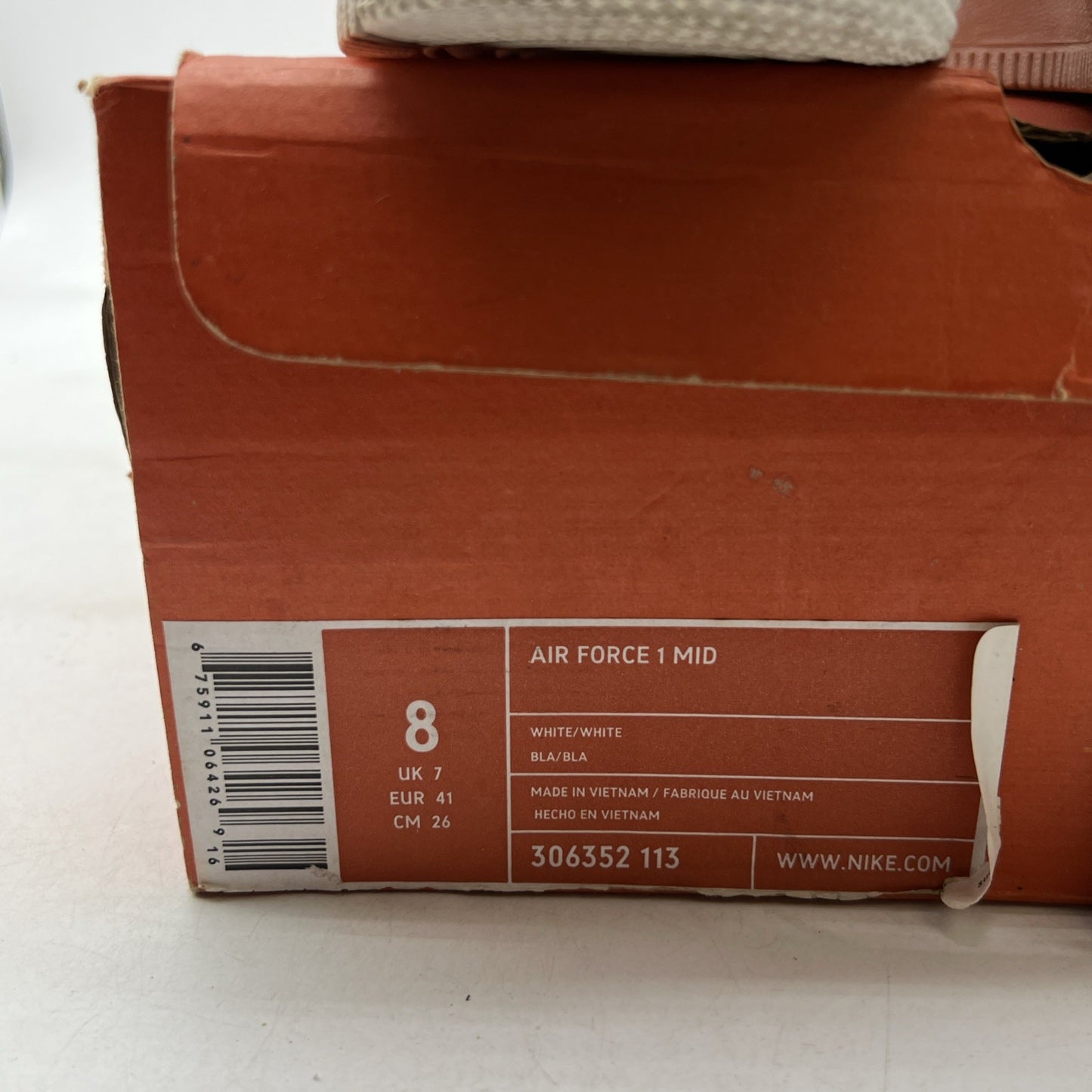 Size 8 - Nike Air Force 1 Mid White (306352-113)