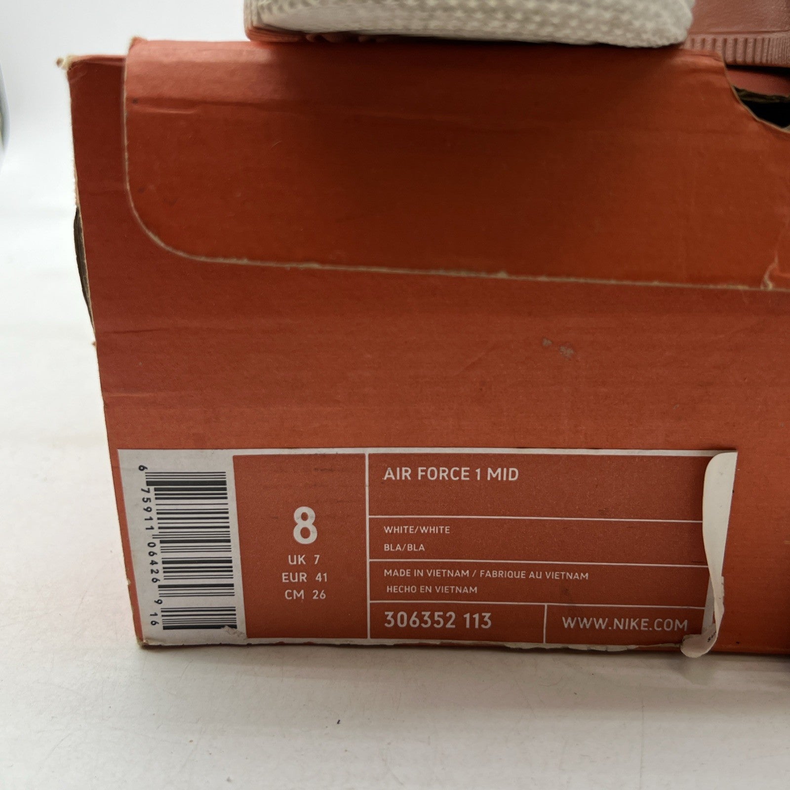 Size 8 - Nike Air Force 1 Mid White (306352-113)