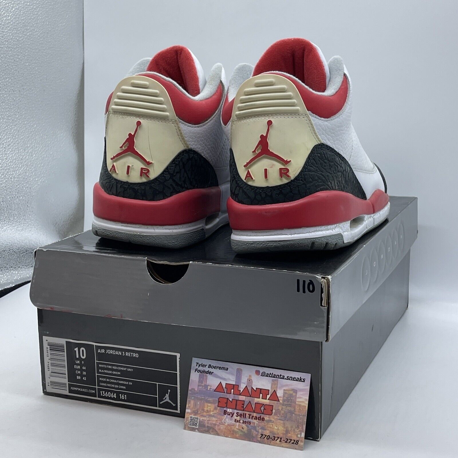 Size 10 - Air Jordan 3 Retro 2007 Fire Red White Leather Grey Suede (136064-161)