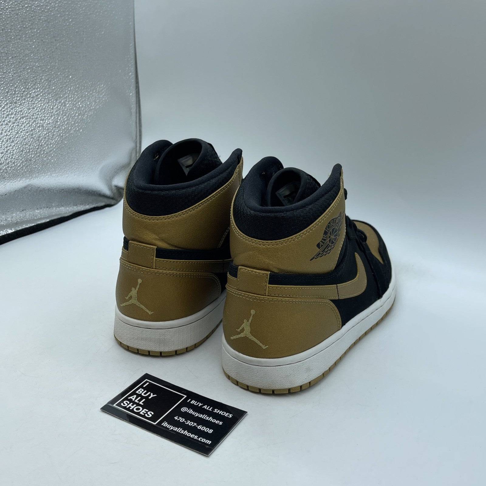 Size 9.5 - Air Jordan 1 Retro High Melo Gold Black Suede Leather (332550-026)