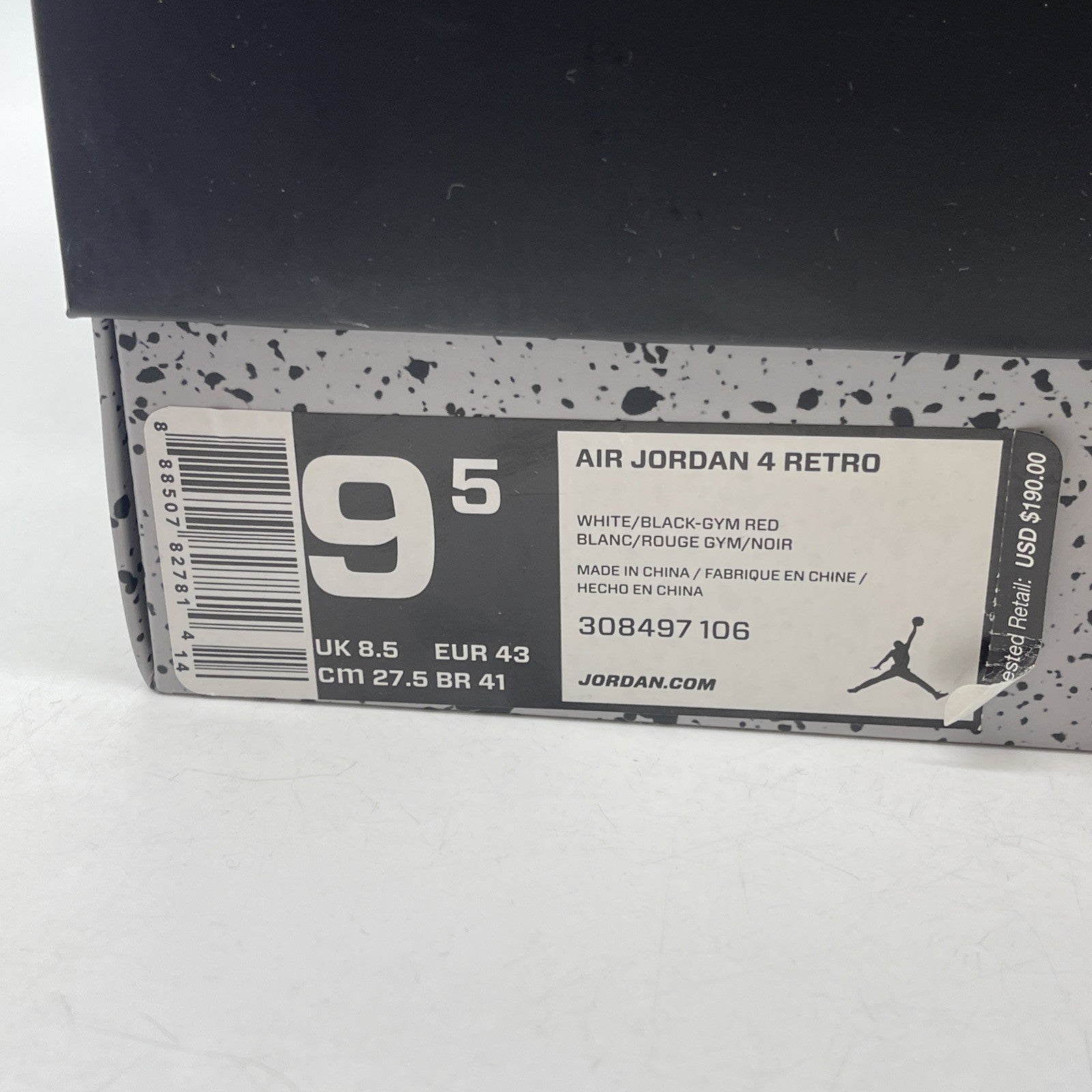 Size 9.5 - Jordan 4 Retro alternate 89 2016 White Red Leather (308497-106)