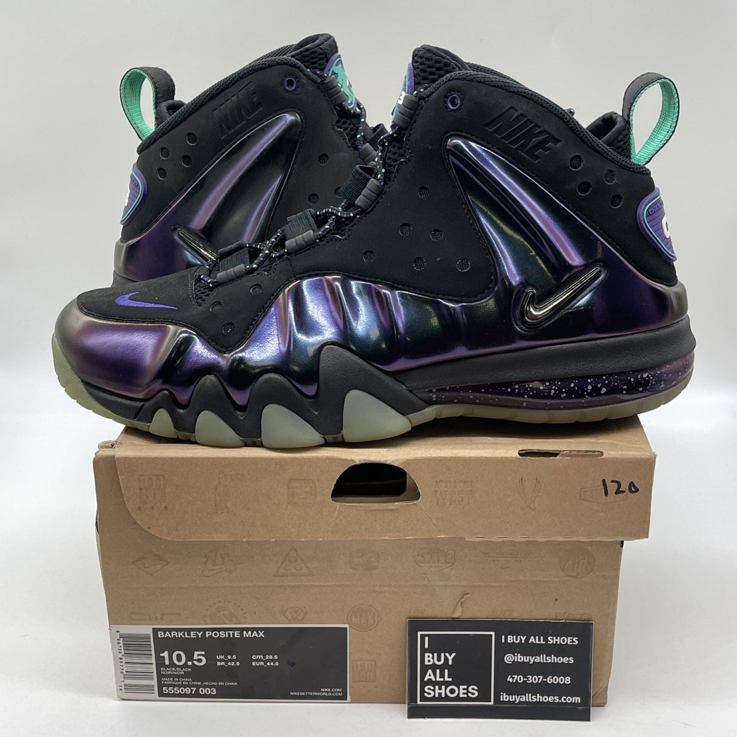 Size 10.5 - Nike Barkley Posite Max Eggplant Purple Black Suede (555097-003)