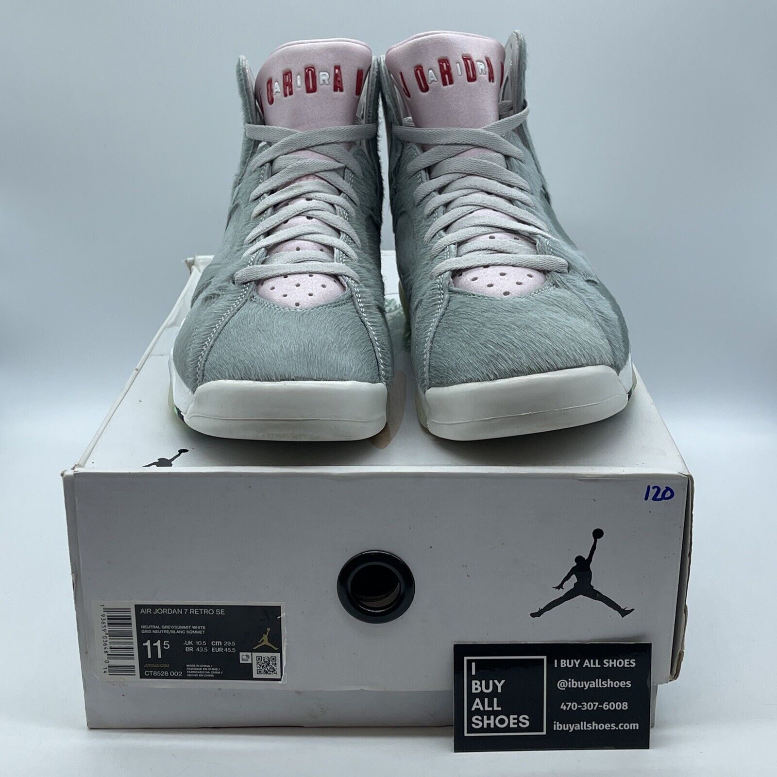 Size 11.5 - Air Jordan 7 Retro SE Hare 2.0 Grey Pink Suede Leather ( CT8528-002)