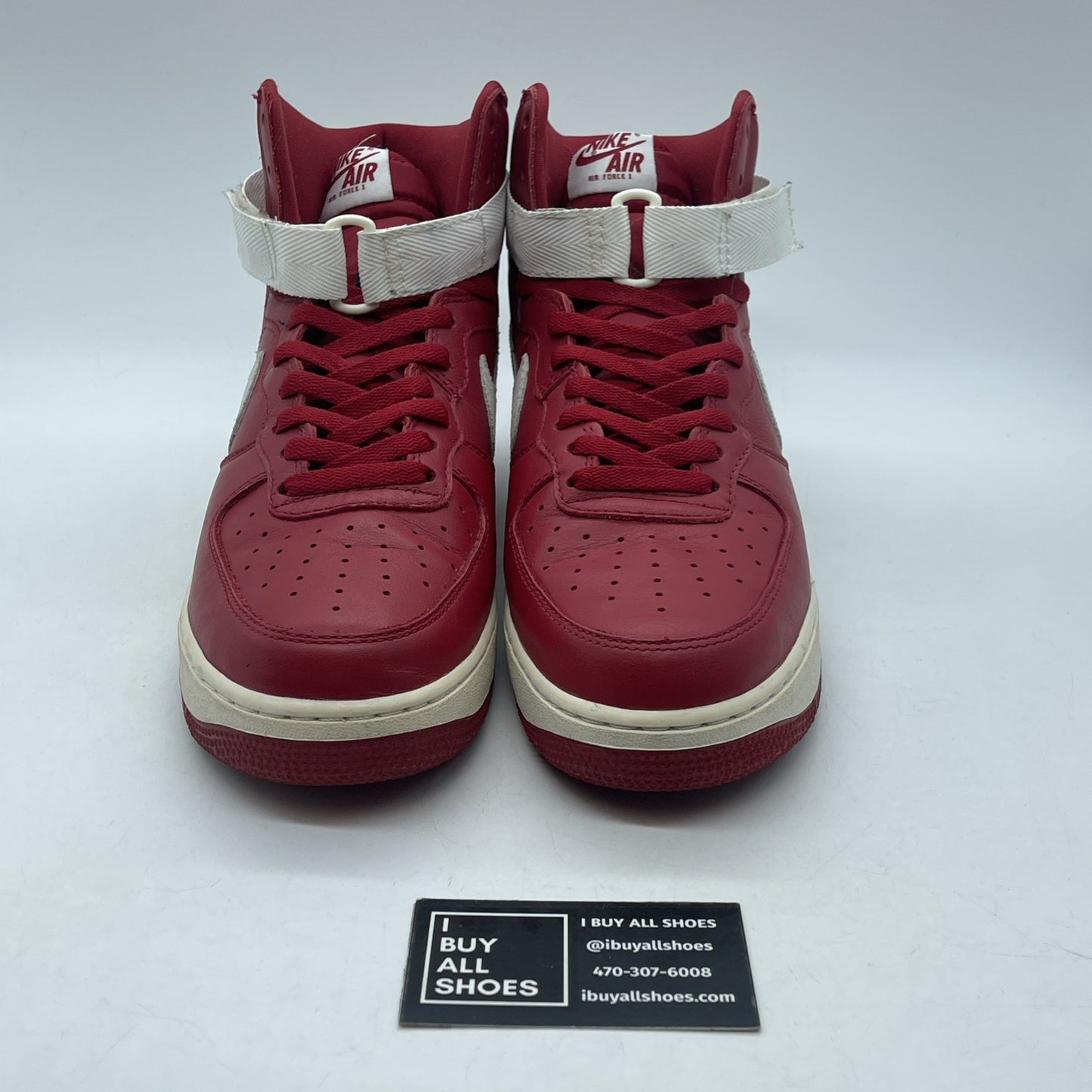 Size 9.5 - Nike Air Force 1 High NAI-KE Red Grey Suede Leather (743546-600)