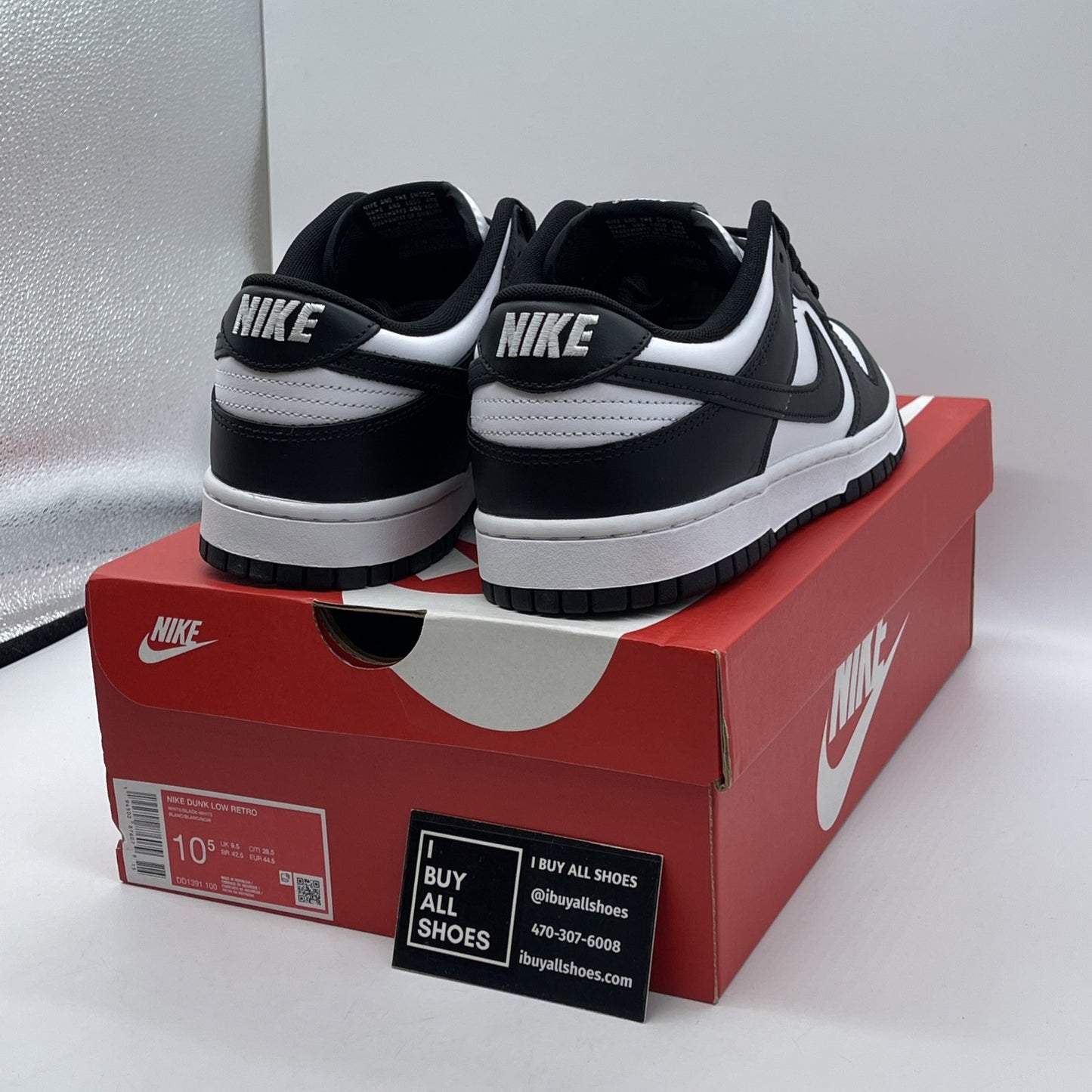 Size 10.5 - Nike Dunk Low Black White Leather (DD1391-100)