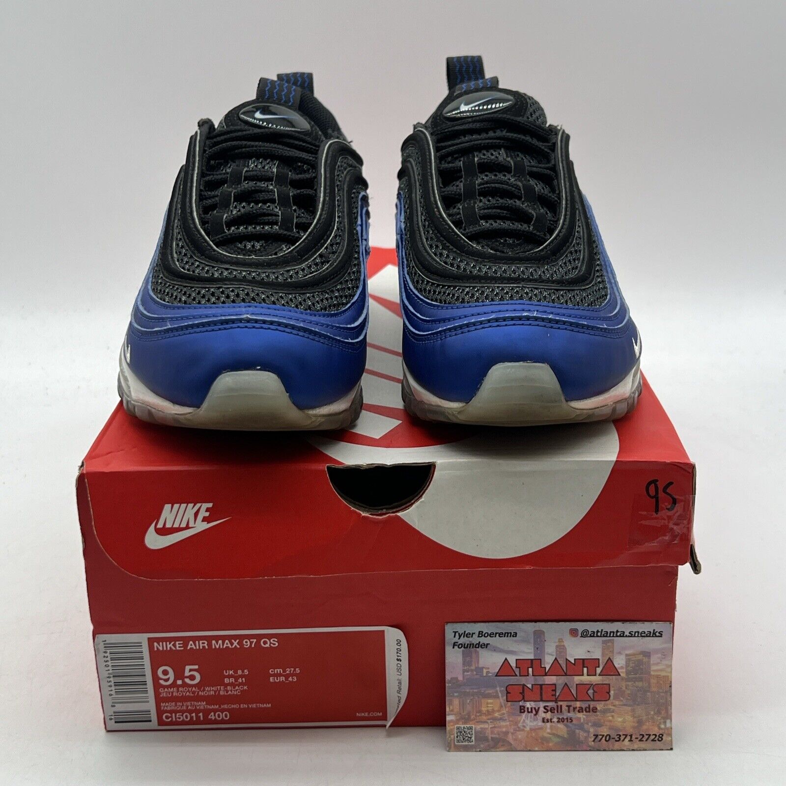 Size 9.5 - Nike Air Max 97 QS Royal Foamposite Blue Black White (CI5011-400)