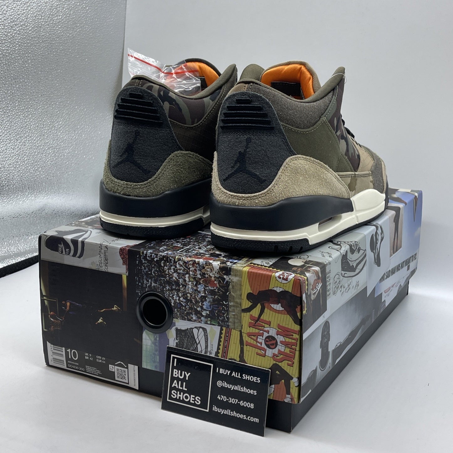 Size 10 - Jordan 3 Retro Patchwork 2021 Black Green Suede (DO1830-200)