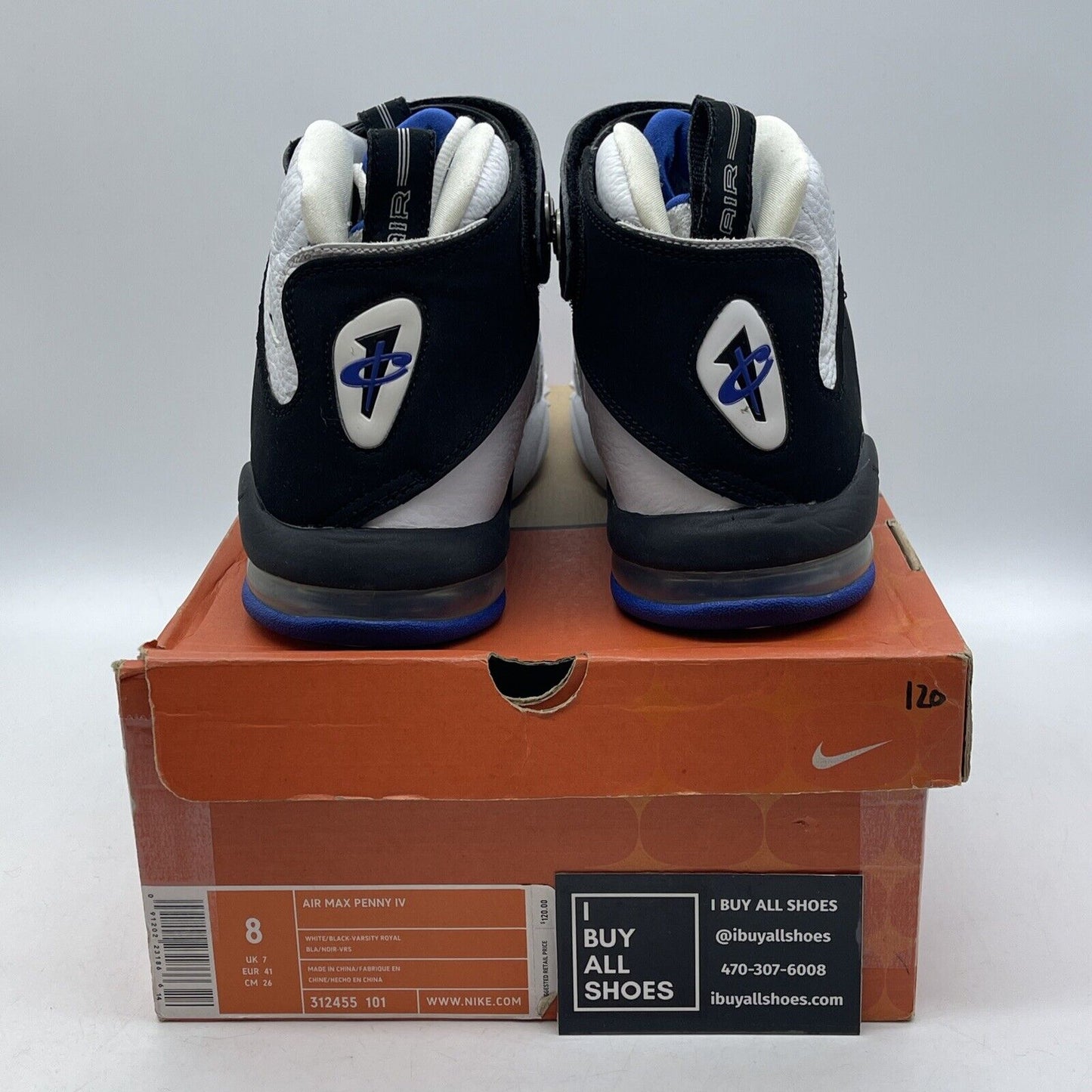 Size 8 - Nike Air Max Penny 4 2006 Orlando Home Black White Suede (312455-101)