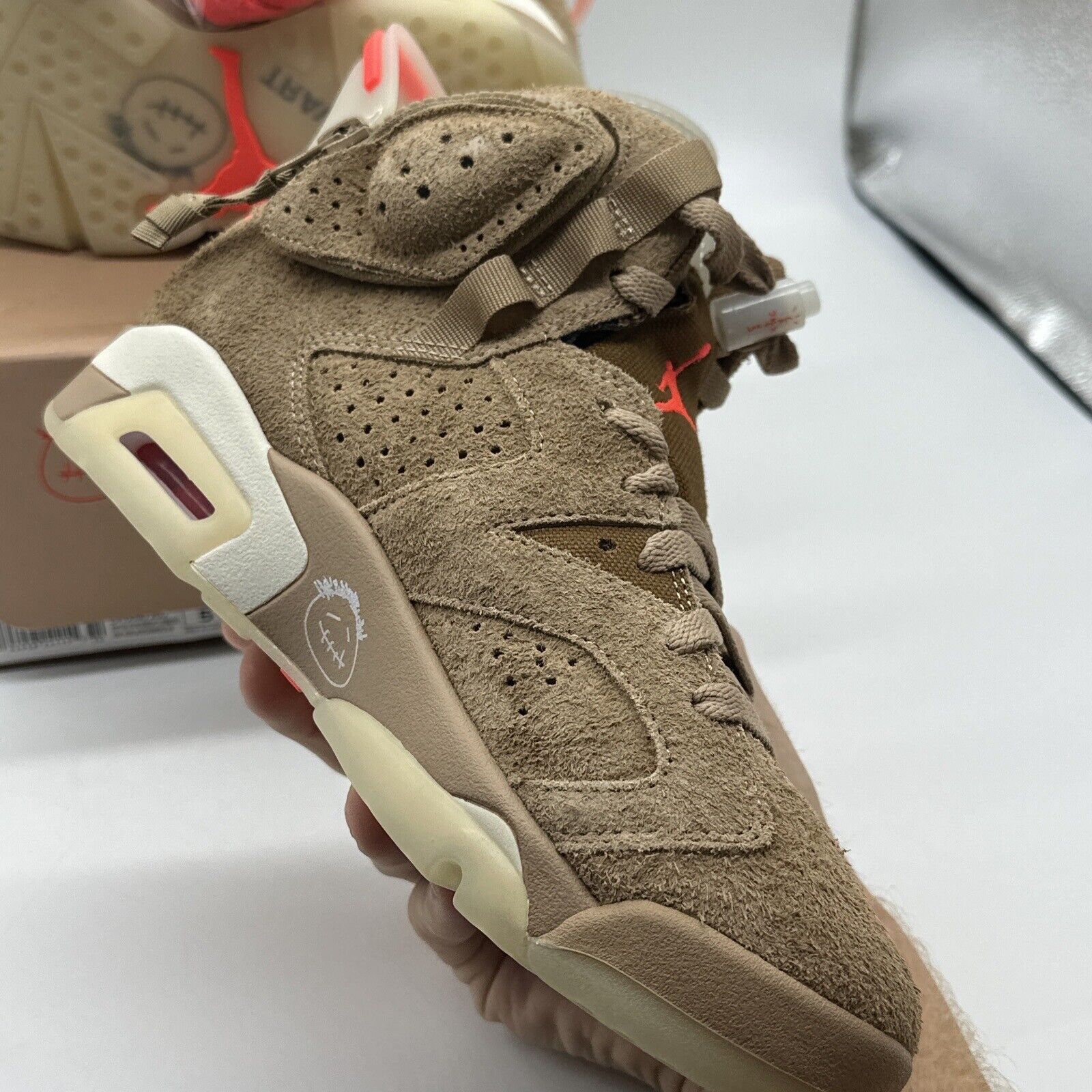 Size 5 - Jordan 6 Retro x Travis Scott Mid British Khaki Brown OG All Red Yellow