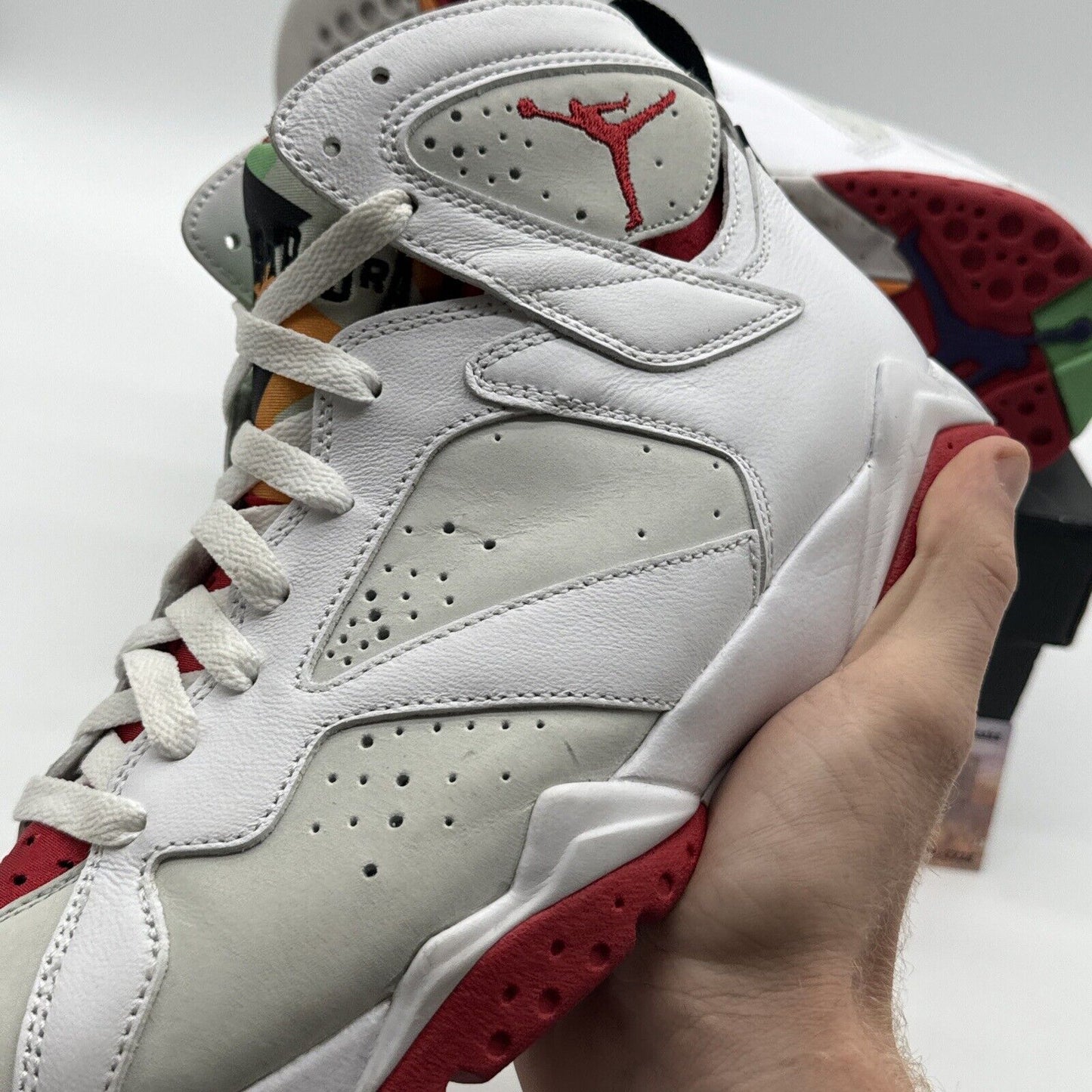 Size 8 - Jordan 7 Retro Hare 2015 White Leather Bugs Bunny Space Jam Red Grey