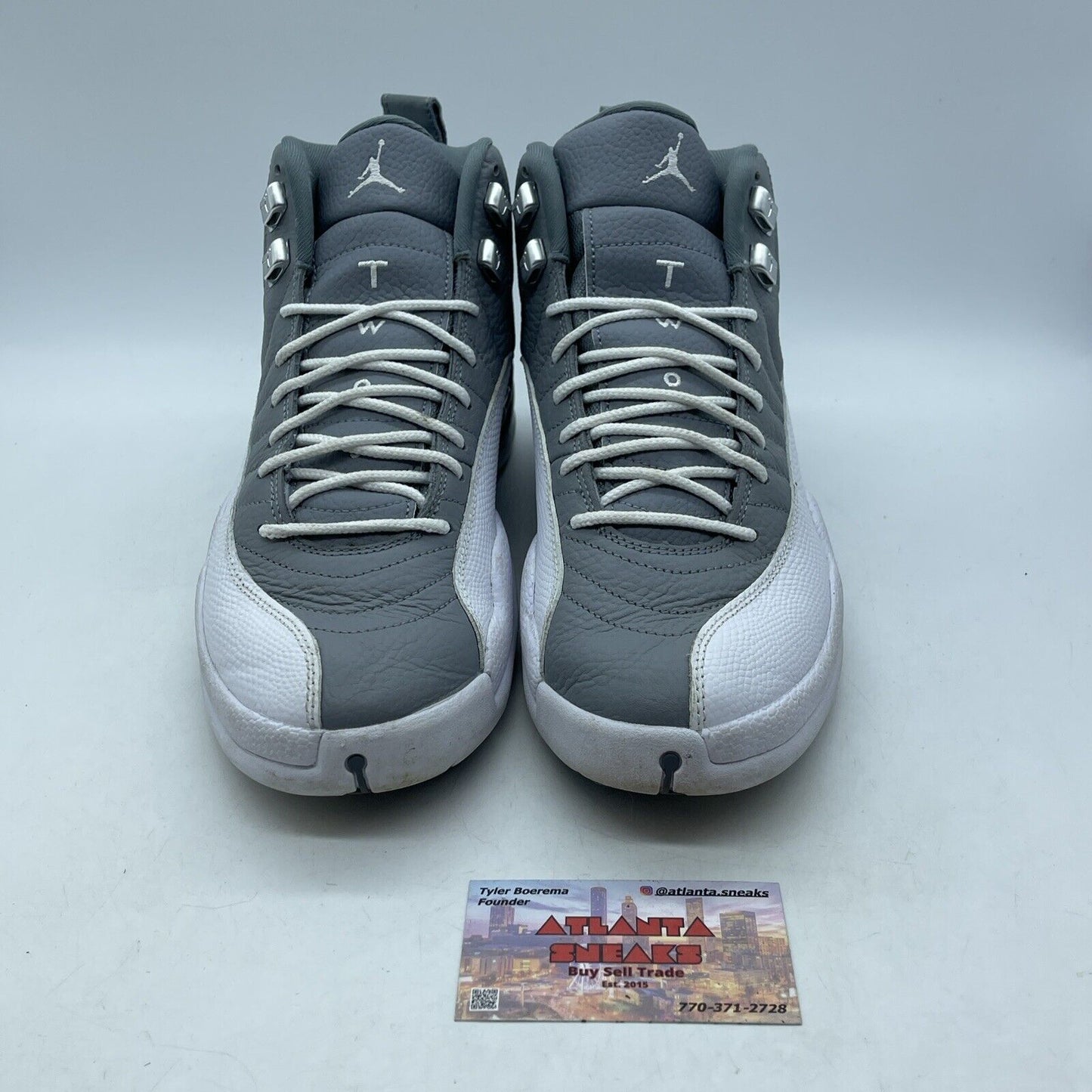 Size 9.5 - Jordan 12 Stealth Gray White Silver Leather Suede (CT8013-015)