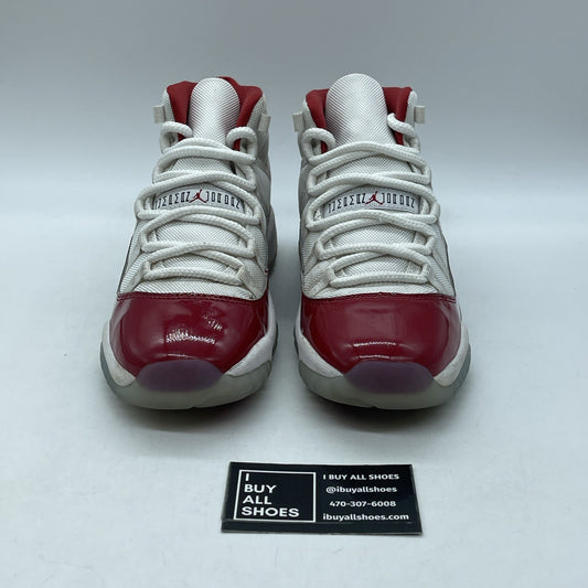 Size 7Y (GS) - Jordan 11 Retro Mid Cherry Red White Suede Leather (378038-116)