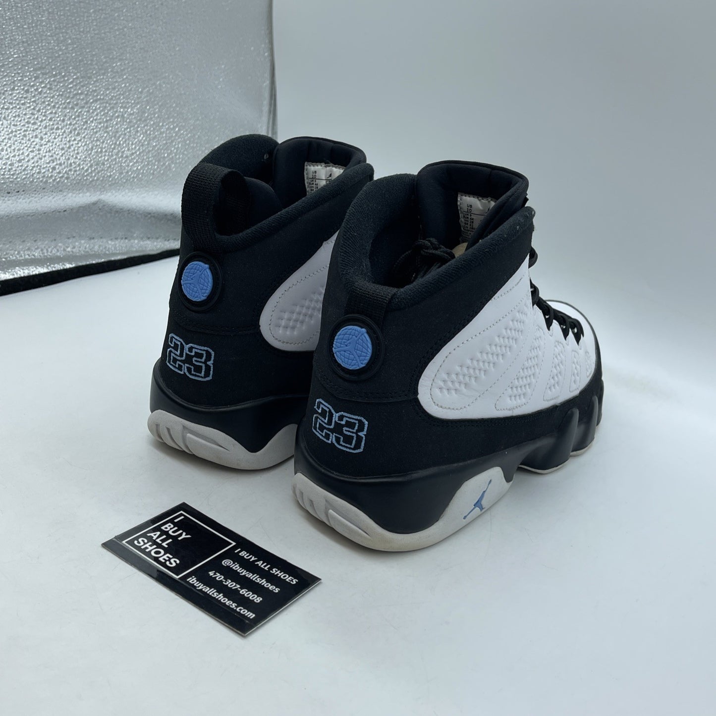 Size 10 - Jordan 9 Retro University Blue White Black Leather (CT8019-140)