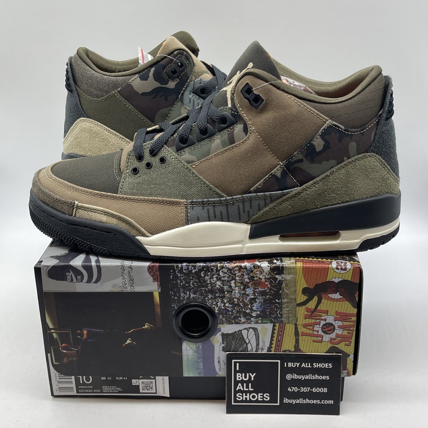 Size 10 - Jordan 3 Retro Patchwork 2021 Brown Green Black (DO1830-200)