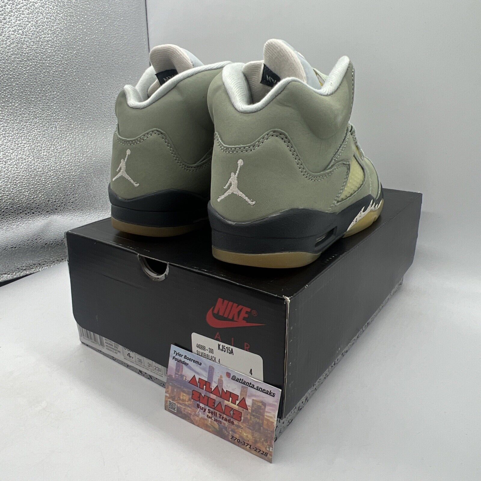Size 4Y - Jordan 5 JADE HORIZON 2022 Brand New Og All Grey Suede  Desert Sand
