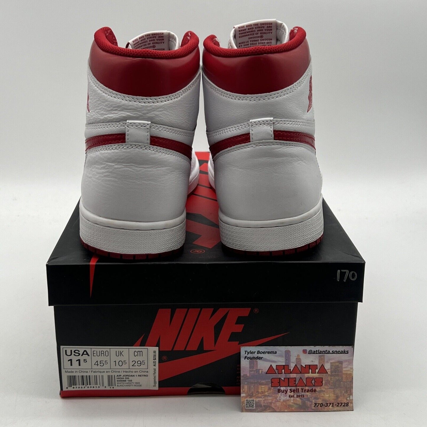 Size 11.5 - Air Jordan 1 Retro OG High Metallic Red White Leather (555088-103)