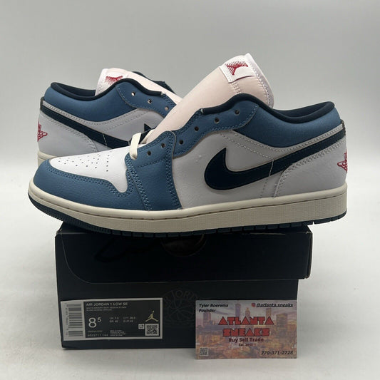 Size 8.5 - Nike Air Jordan 1 Low SE Shoes White Armory Navy (HM3711-144)