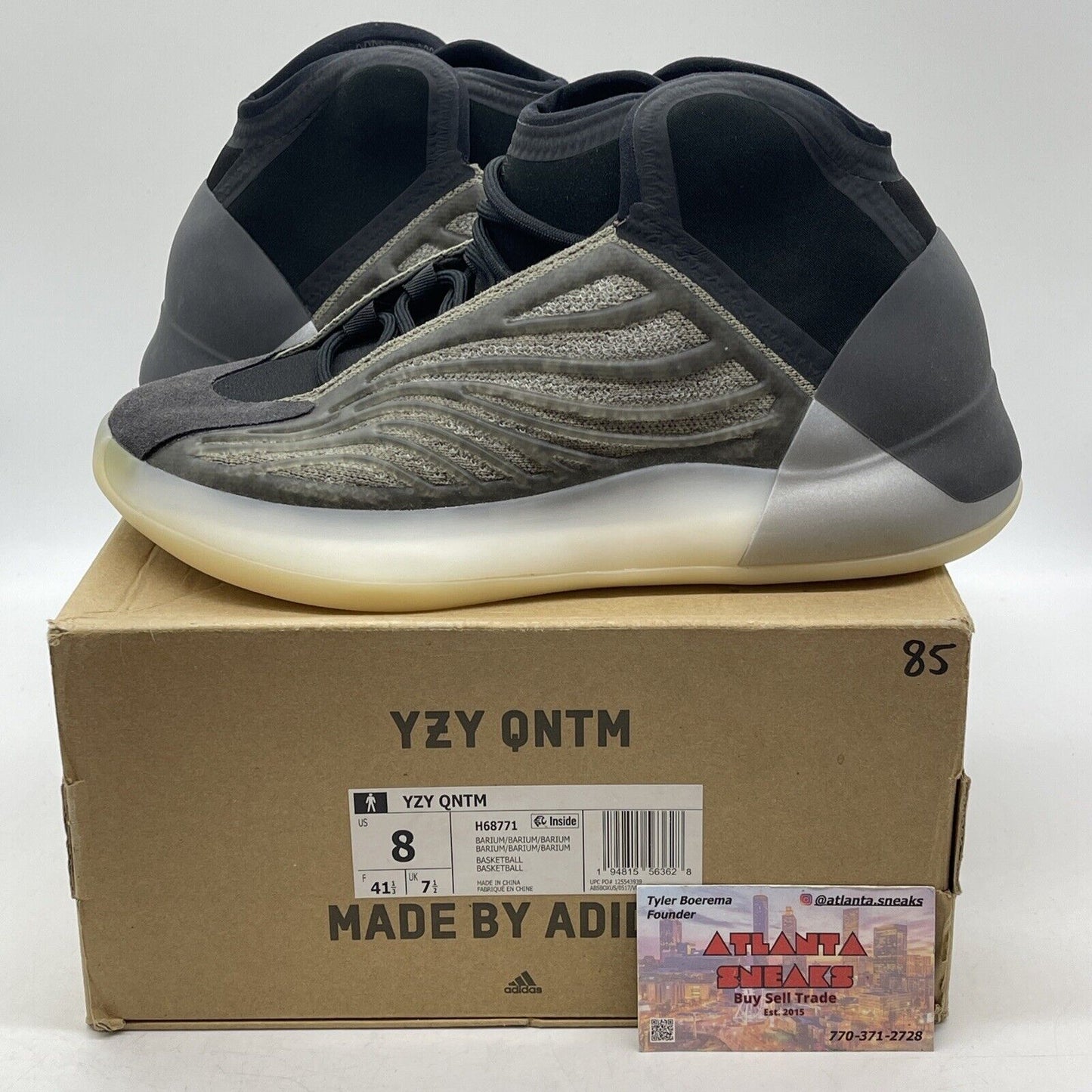 Size 8 - adidas Yeezy Quantum Barium White Grey Black Suede (H68771)