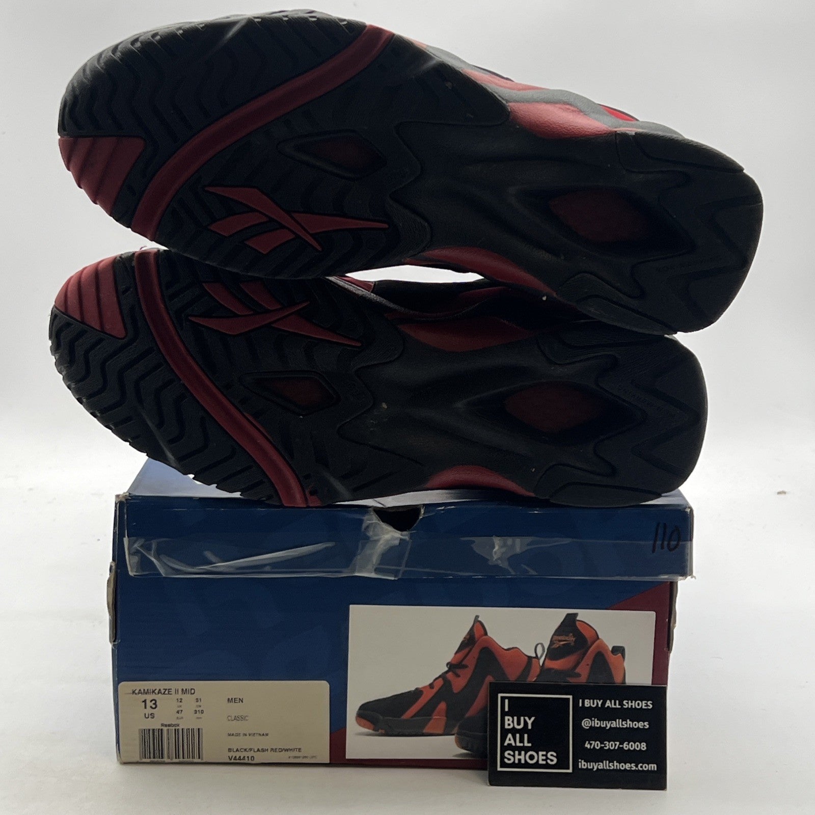 Size 13 - Reebok Kamikaze 2 Mid Blackflash Red (V44410)