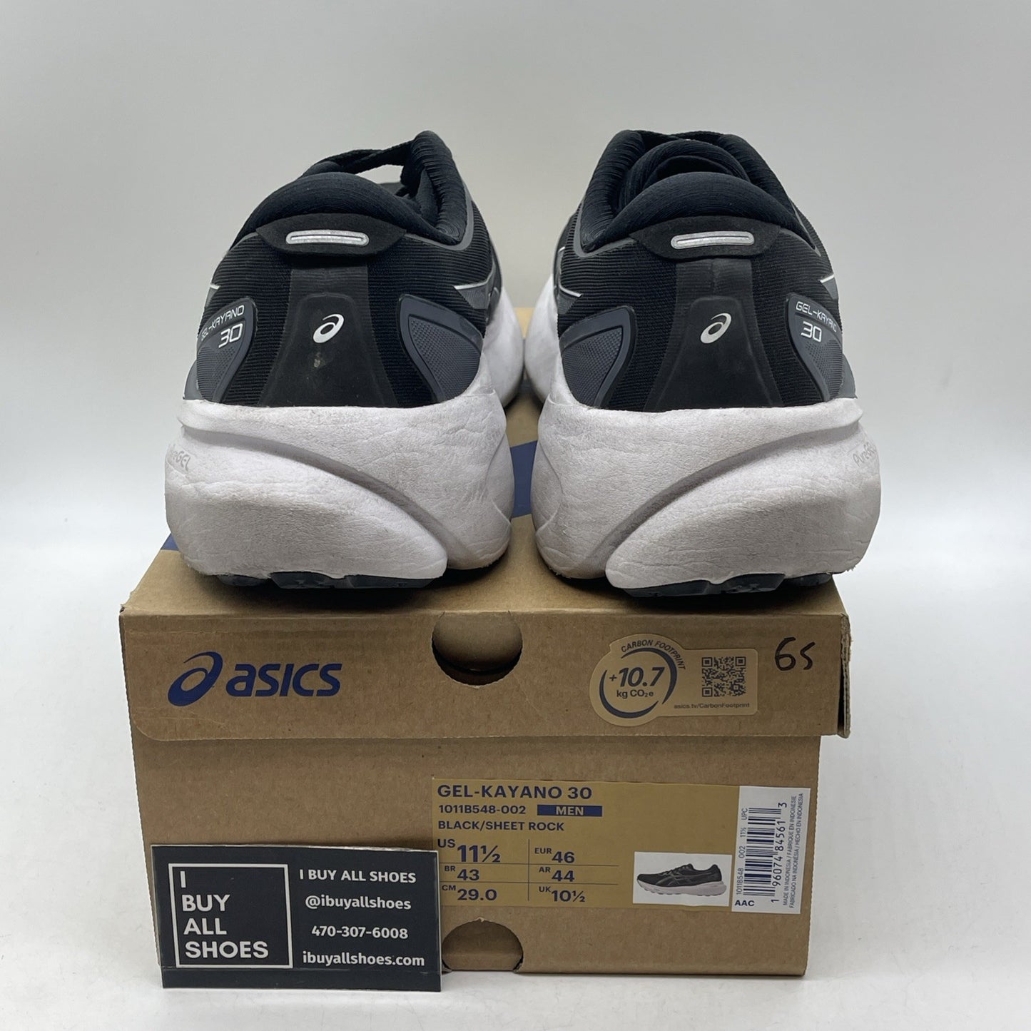 Size 11.5 - Asics Gel Kayano 30 Black Sheet Rock (1011B548-002)