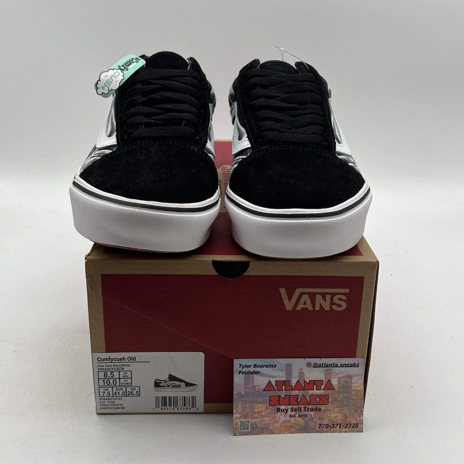 Size 8.5 - Vans Old School Comfy Cush Black White Swirl Sneakers (VN0A5DYCBZW)