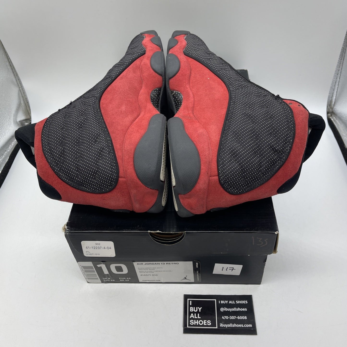 Size 10 - Air Jordan 13 Retro 2013 Bred Red Black Leather (414571-010)